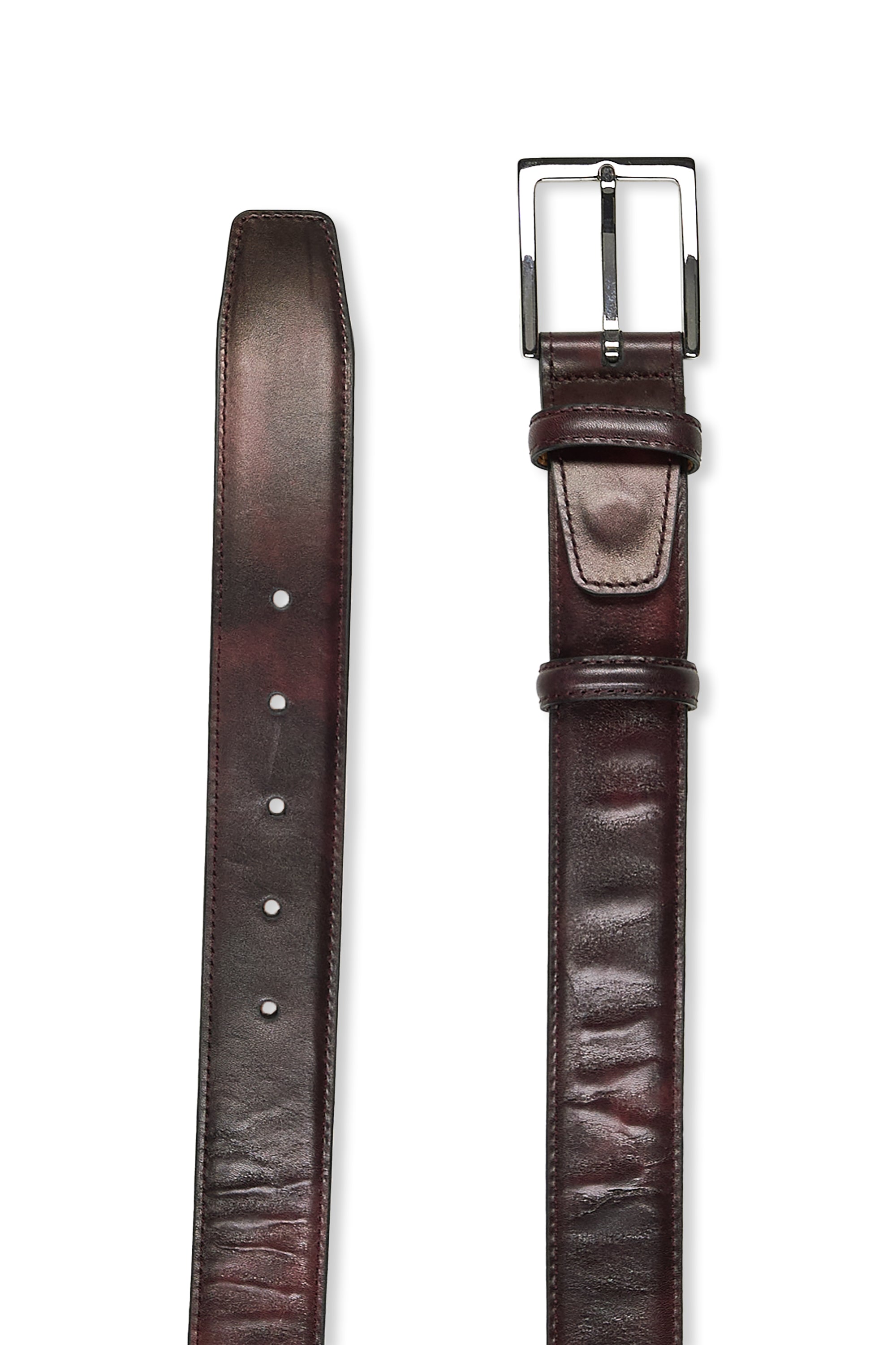 Carmina C02571-028 Burgundy Museum Calf with Nickel Buckle Belt
