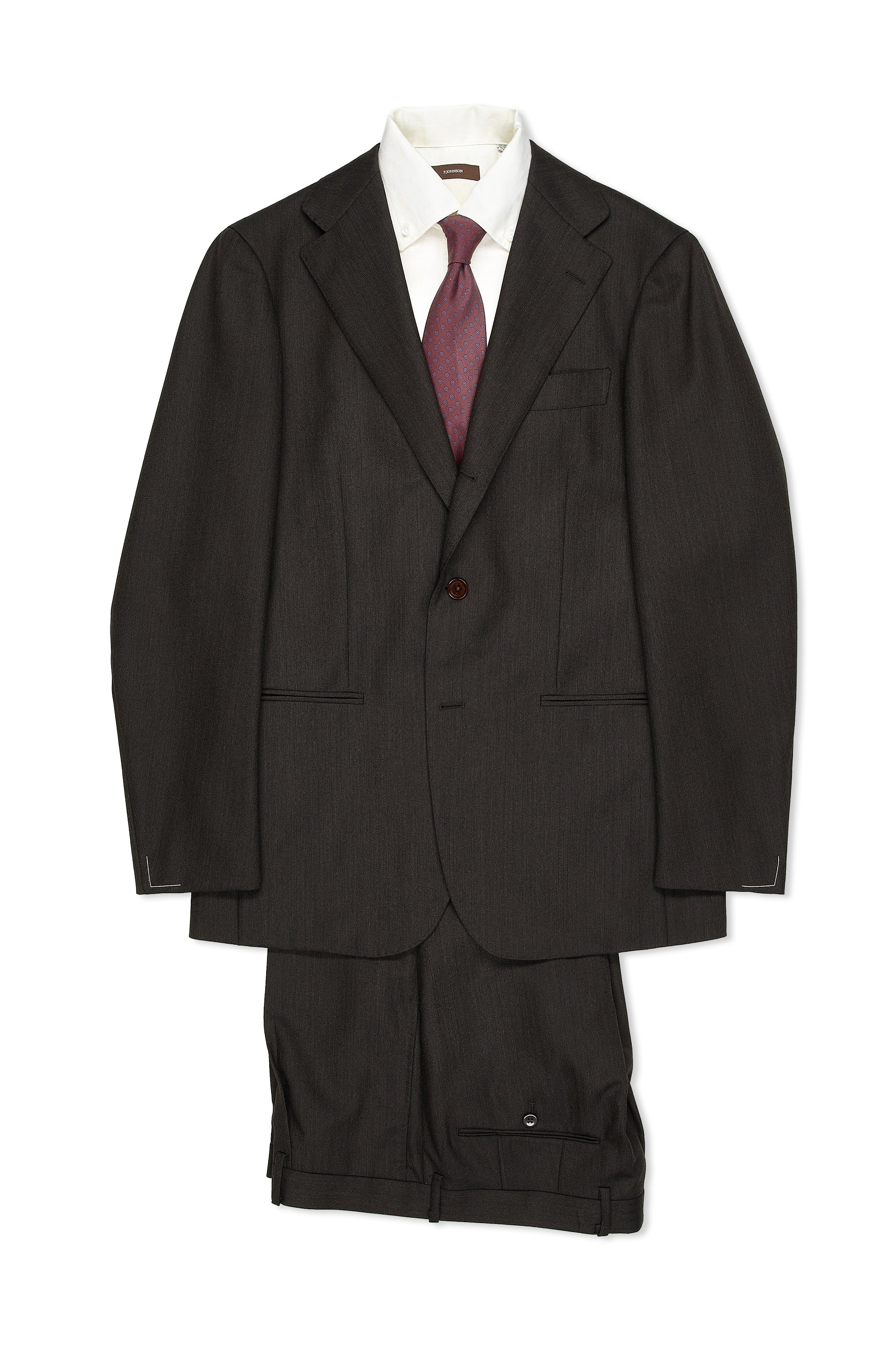 Ring Jacket 269E Dark Brown Herringbone Wool Suit
