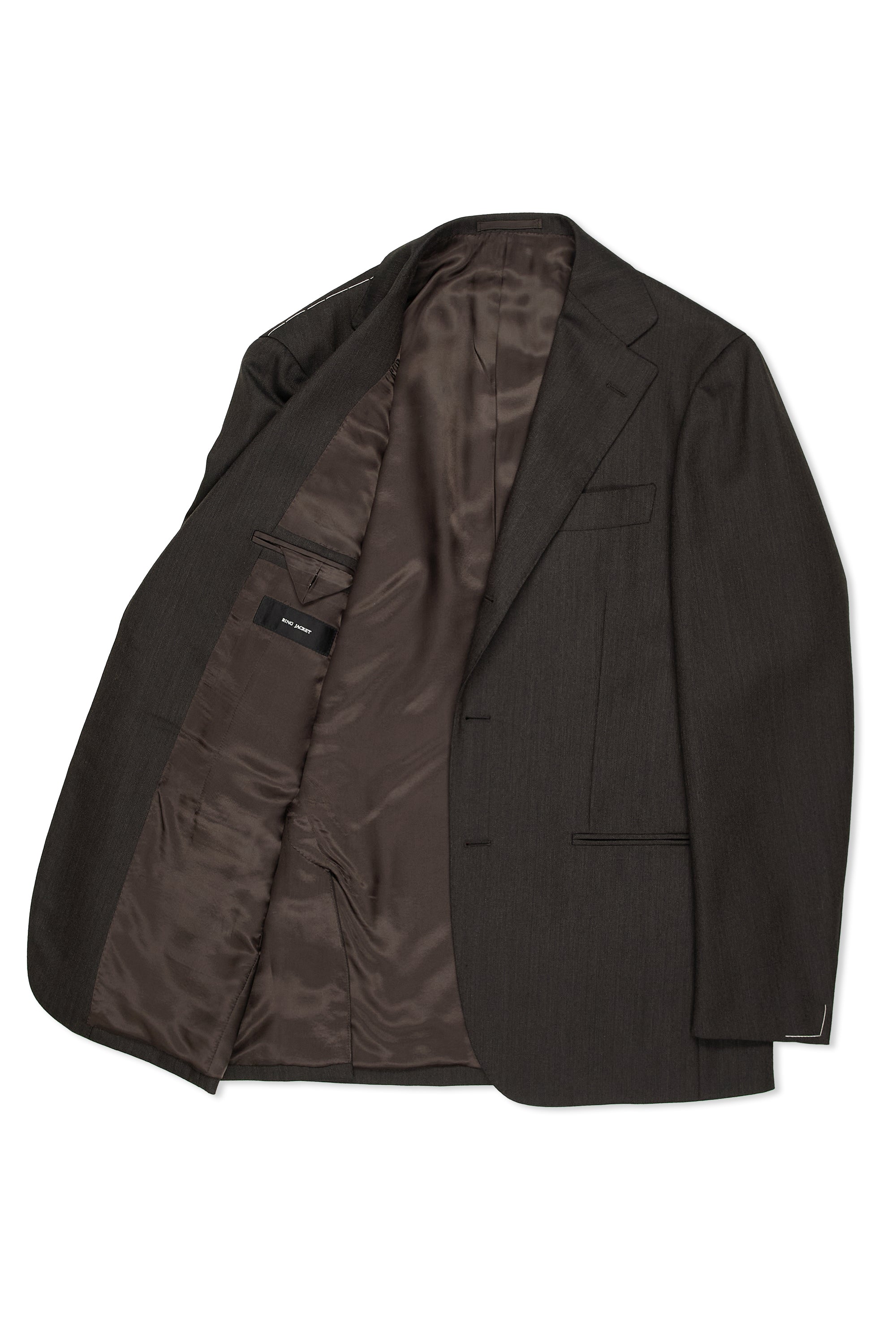 Ring Jacket 269E Dark Brown Herringbone Wool Suit
