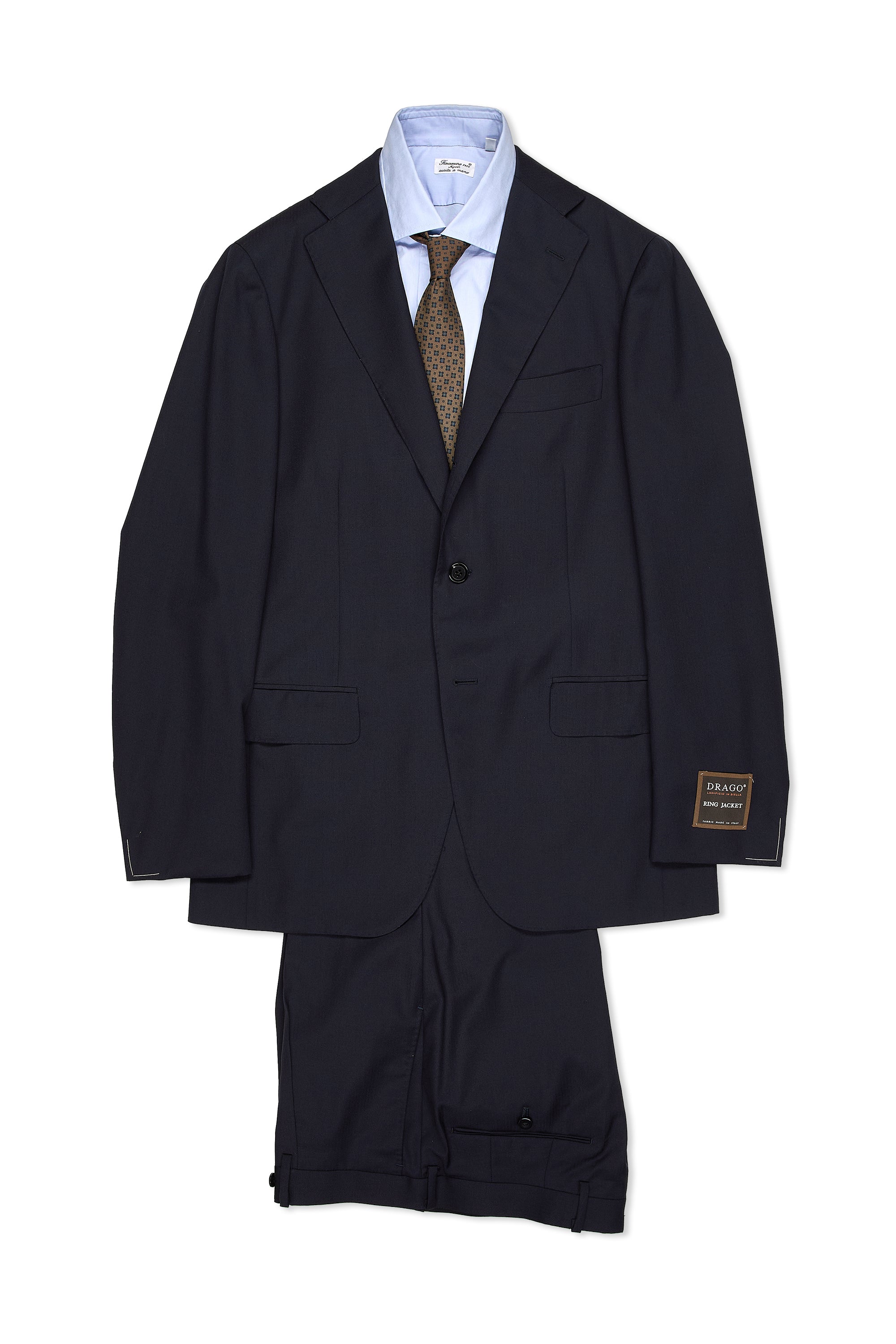 Ring Jacket 184OL Navy Herringbone Wool Suit
