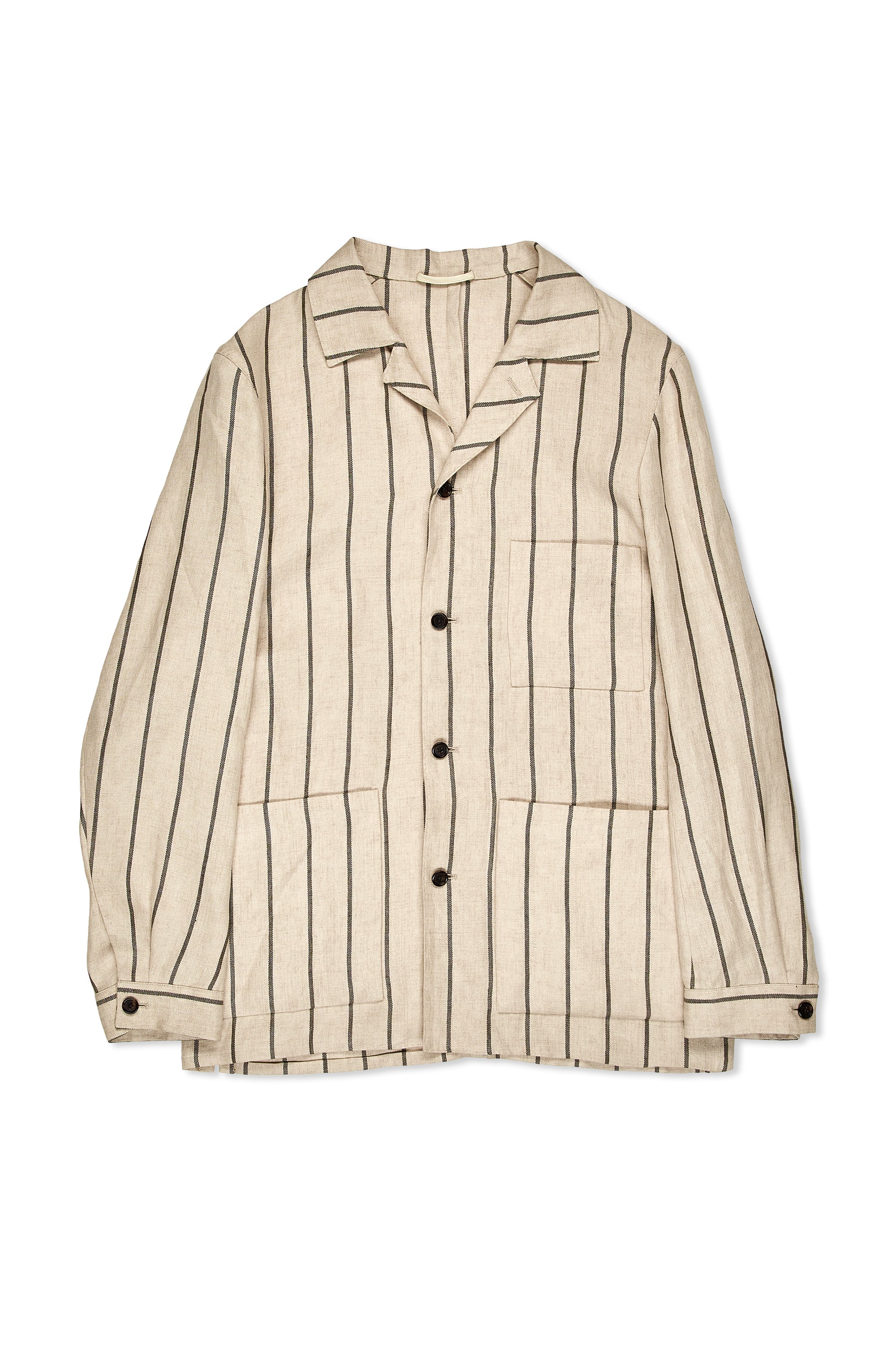 P. Johnson Beige Stripe Linen Shirt Jacket