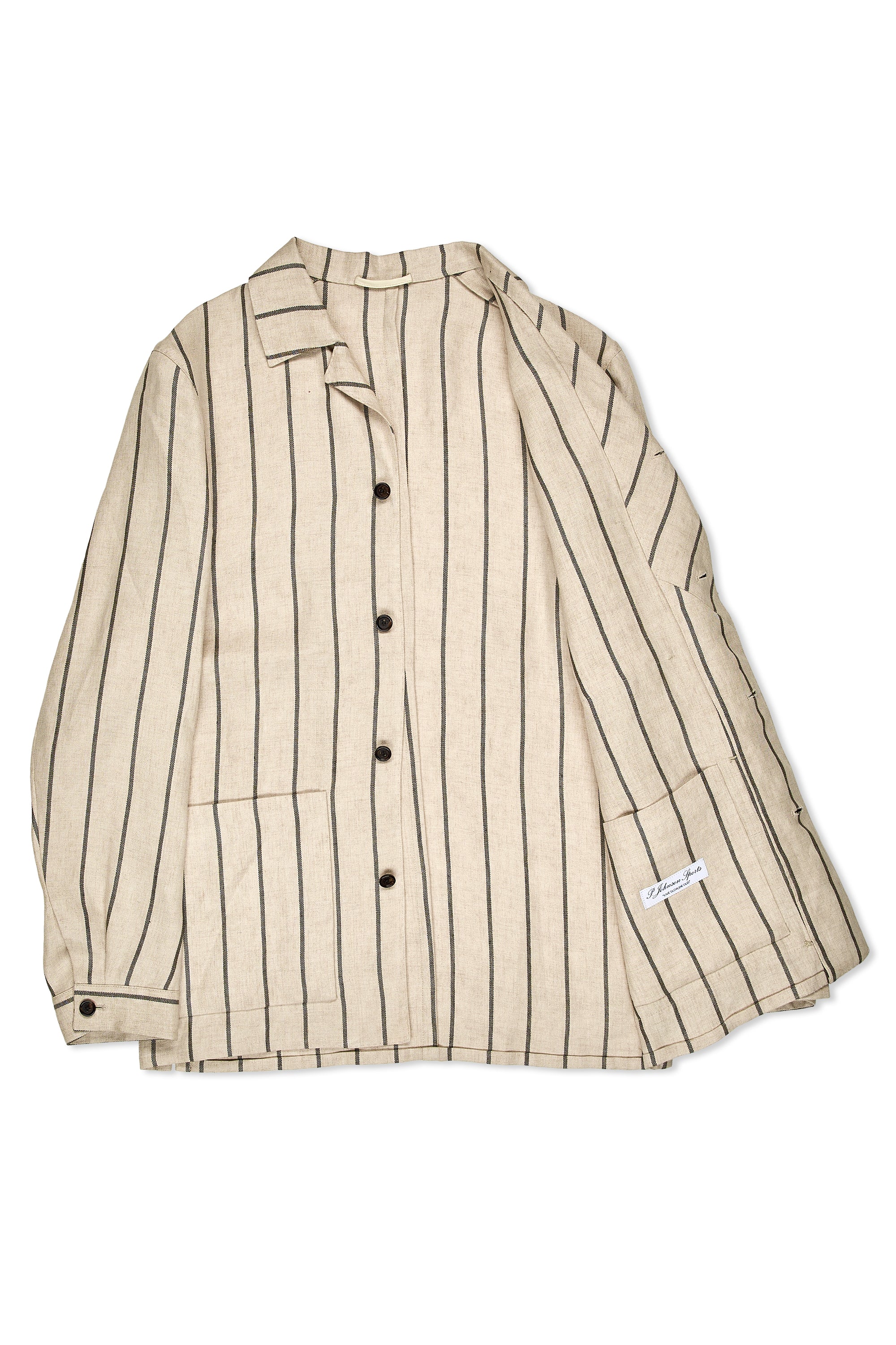 P. Johnson Beige Stripe Linen Shirt Jacket
