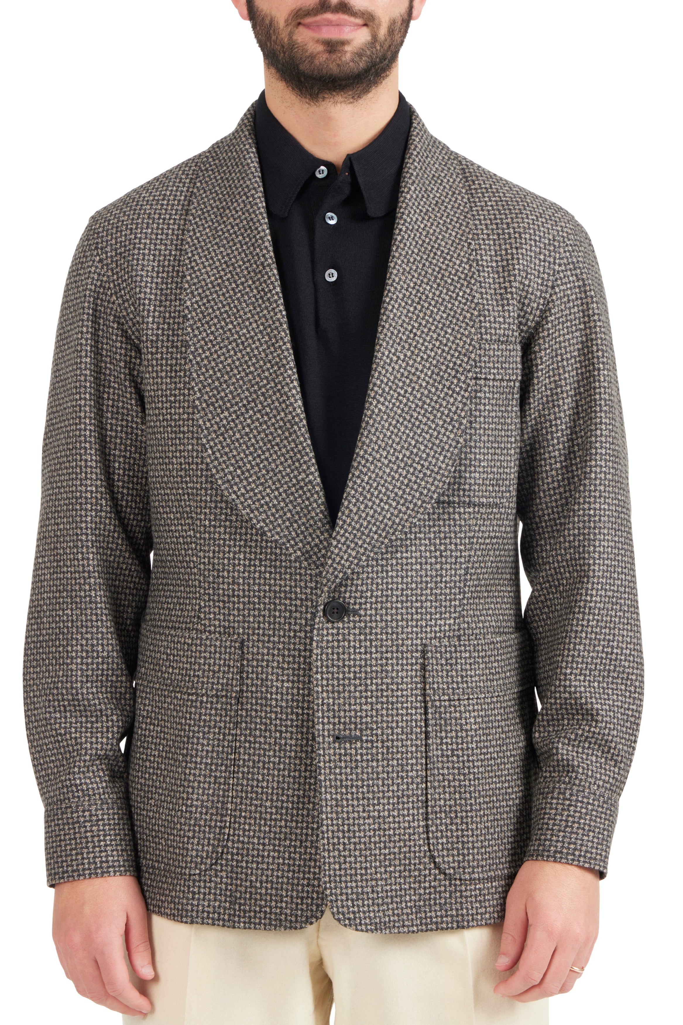 The Armoury by Ascot Chang 11-A016 Beige Shawl Collar Textured Loungeman Jacket