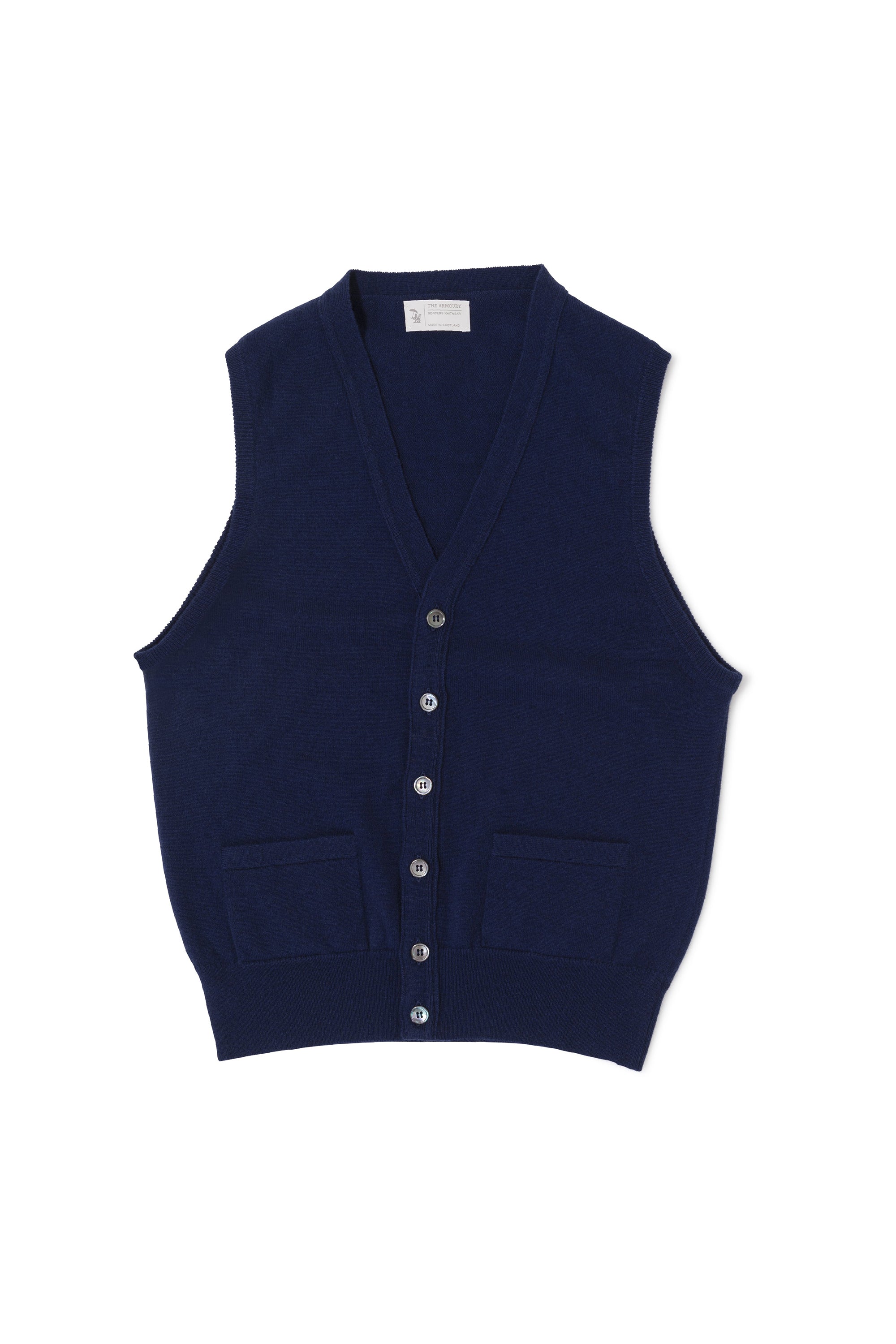 The Armoury Blue Cashmere Sleeveless Cardigan