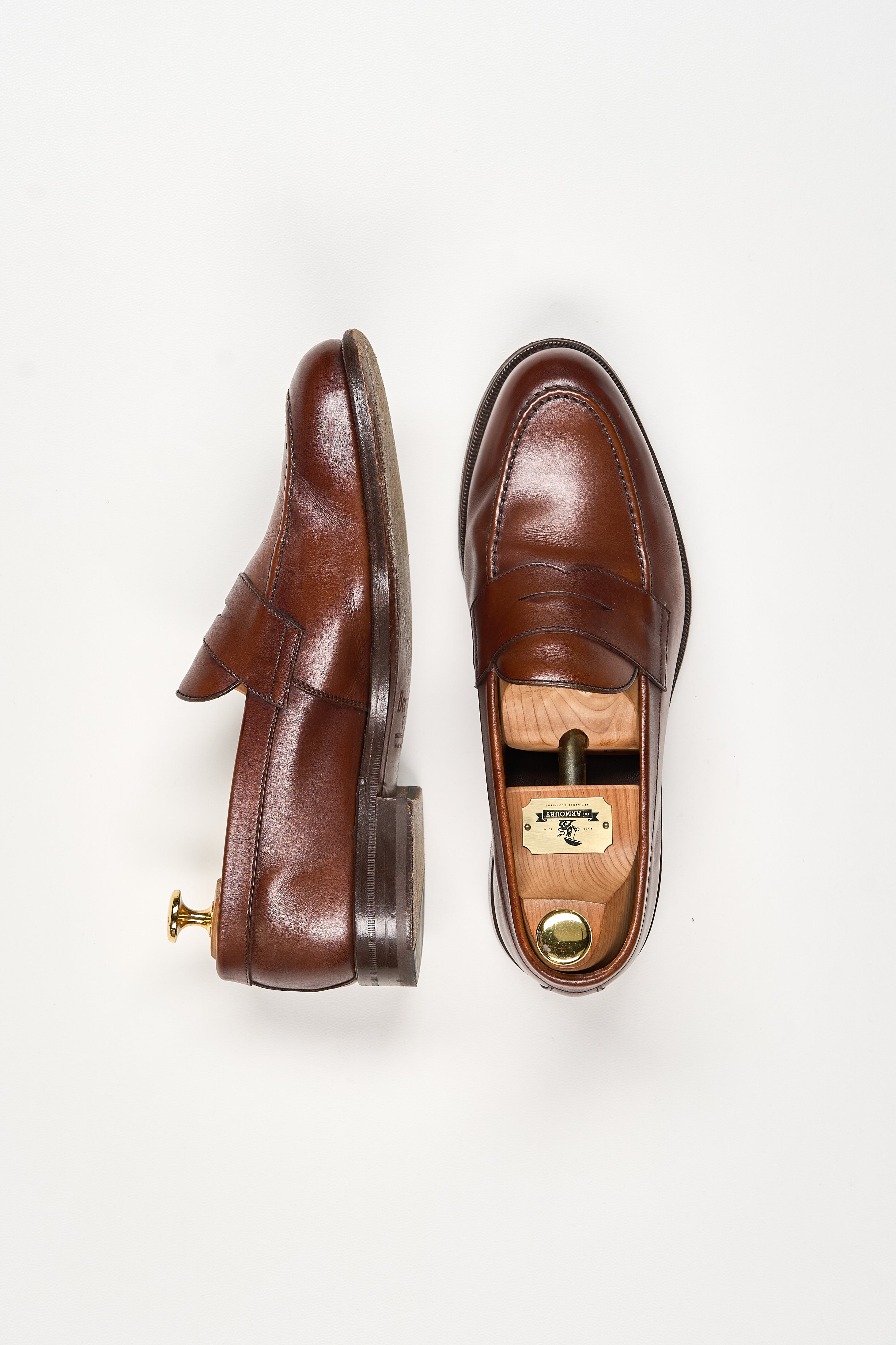 Berwick 1707 x Refinement Brown Calf Penny Loafers
