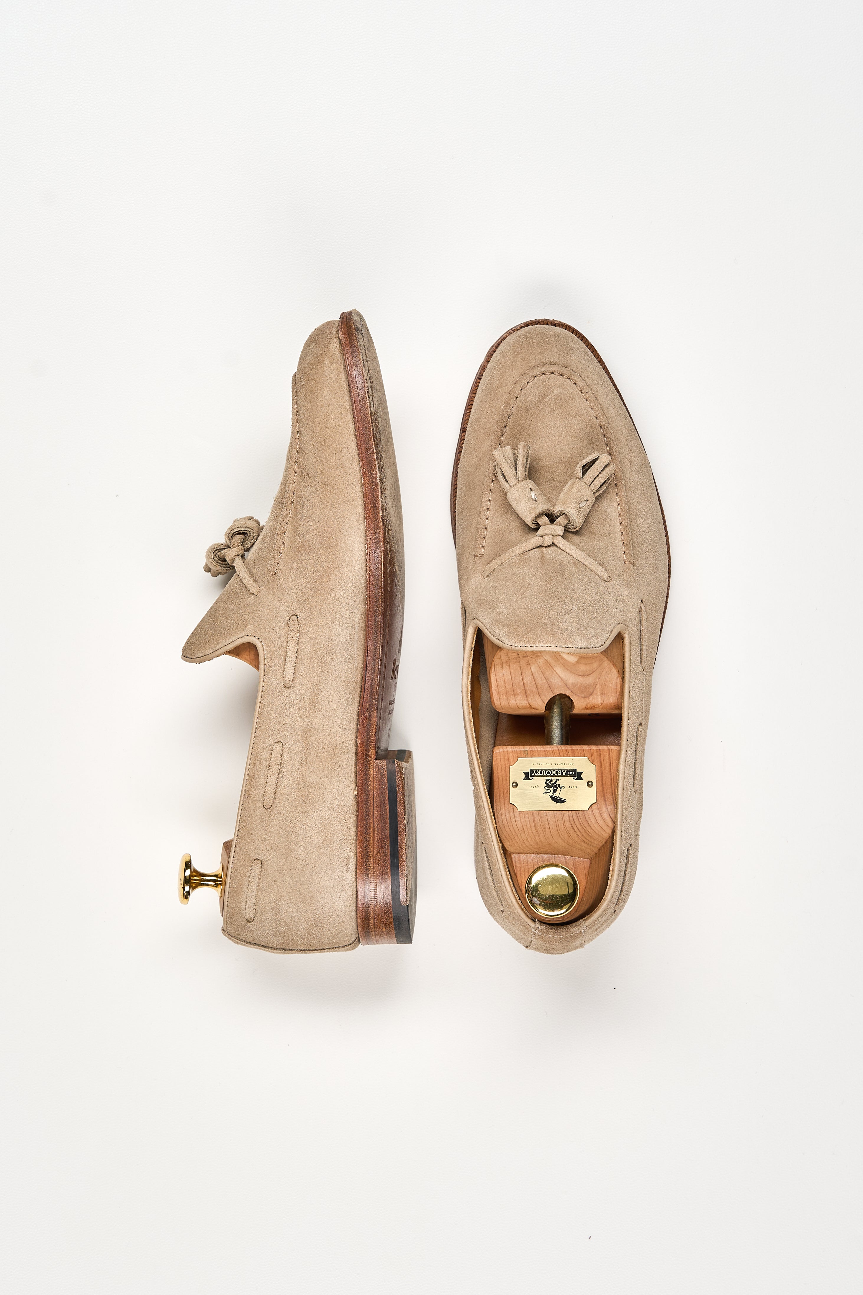 Berwick 1707 x Leather Healer Beige Suede Tassel Loafer