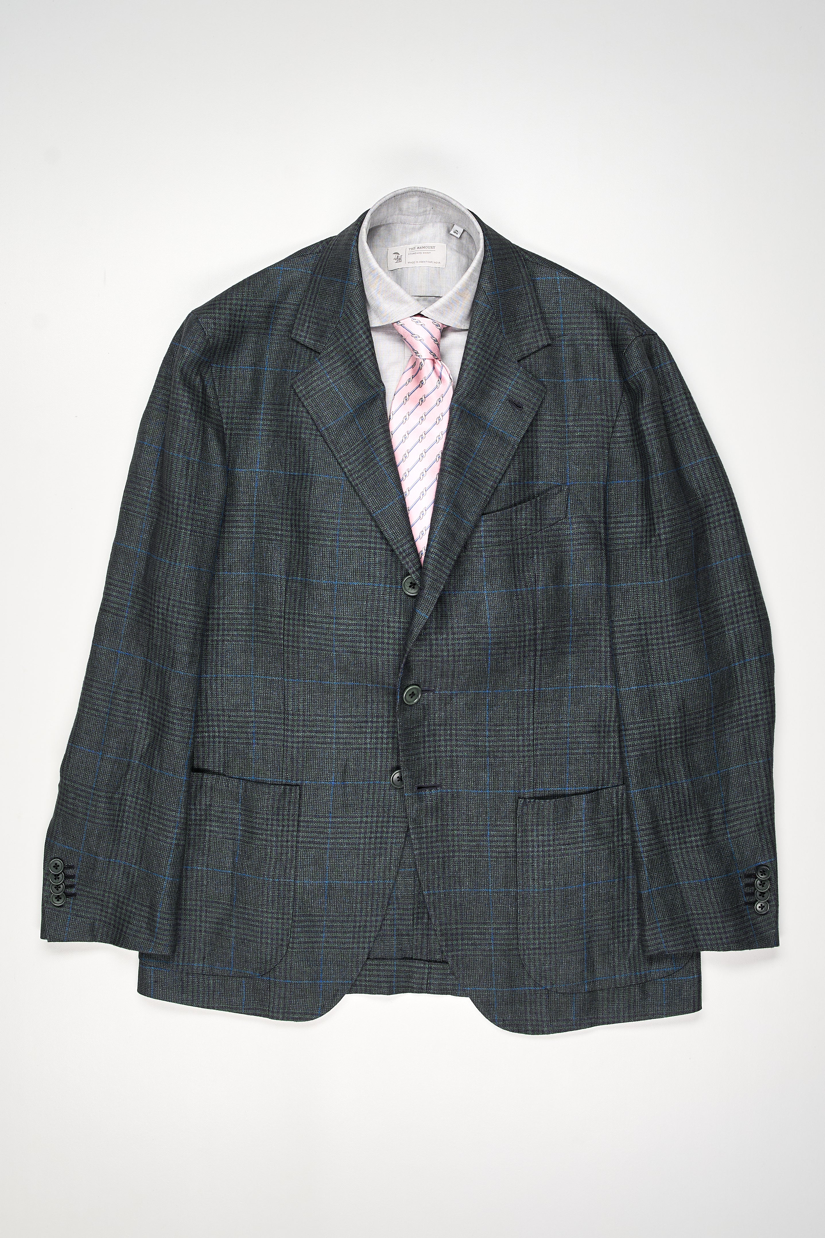 Casa Del Sarto Black/Green/Blue Check Linen Sport Coat