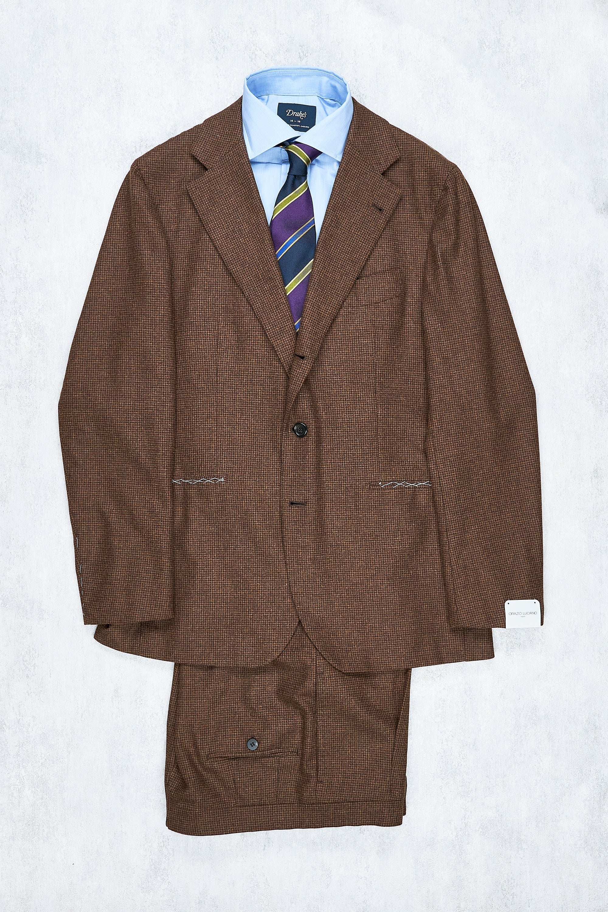 Orazio Luciano Rustic Brown Vintage Wool/Cashmere Check Suit
