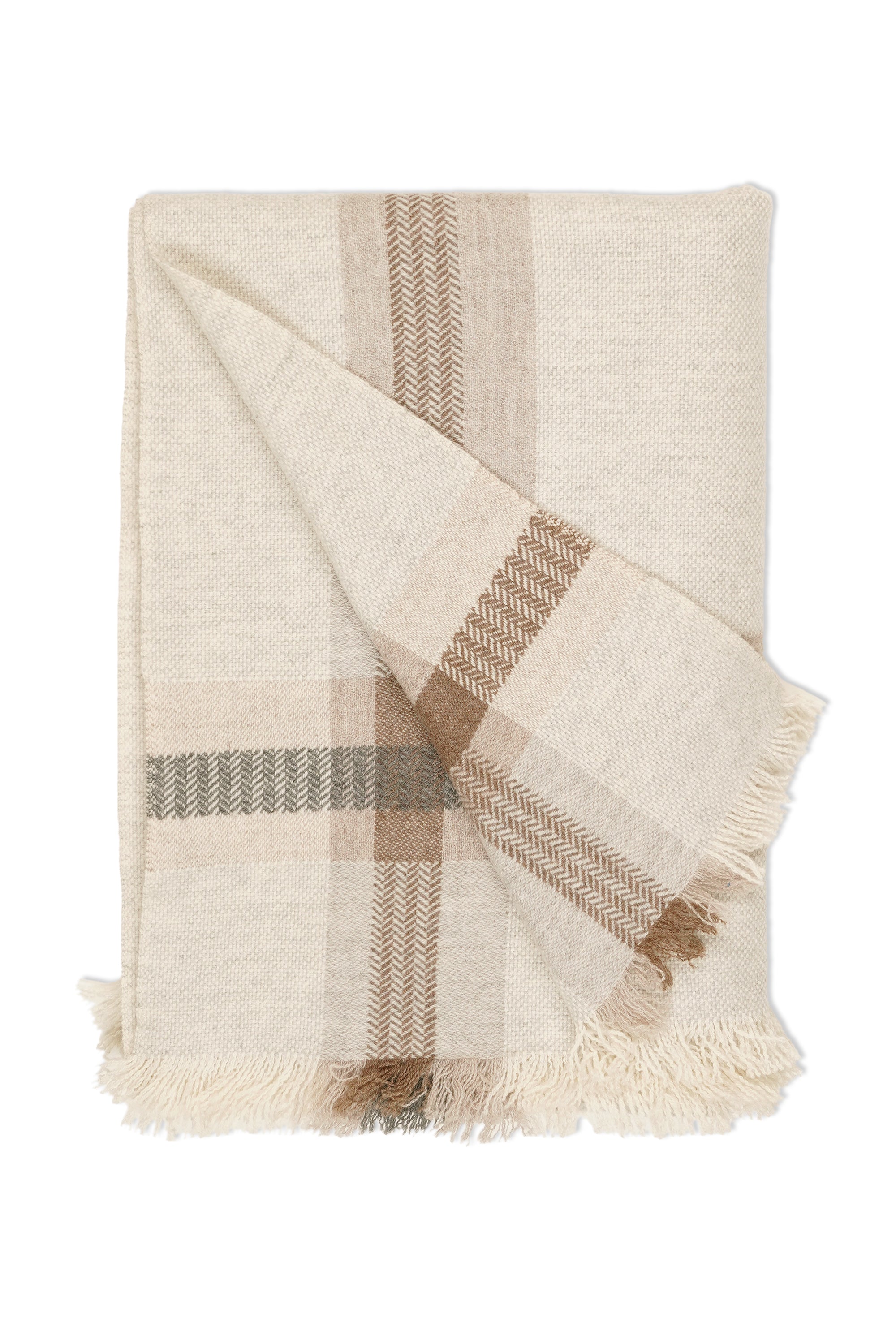 Andrea's Grey/Cream Plaid Resca Cashmere Throw *Sample*