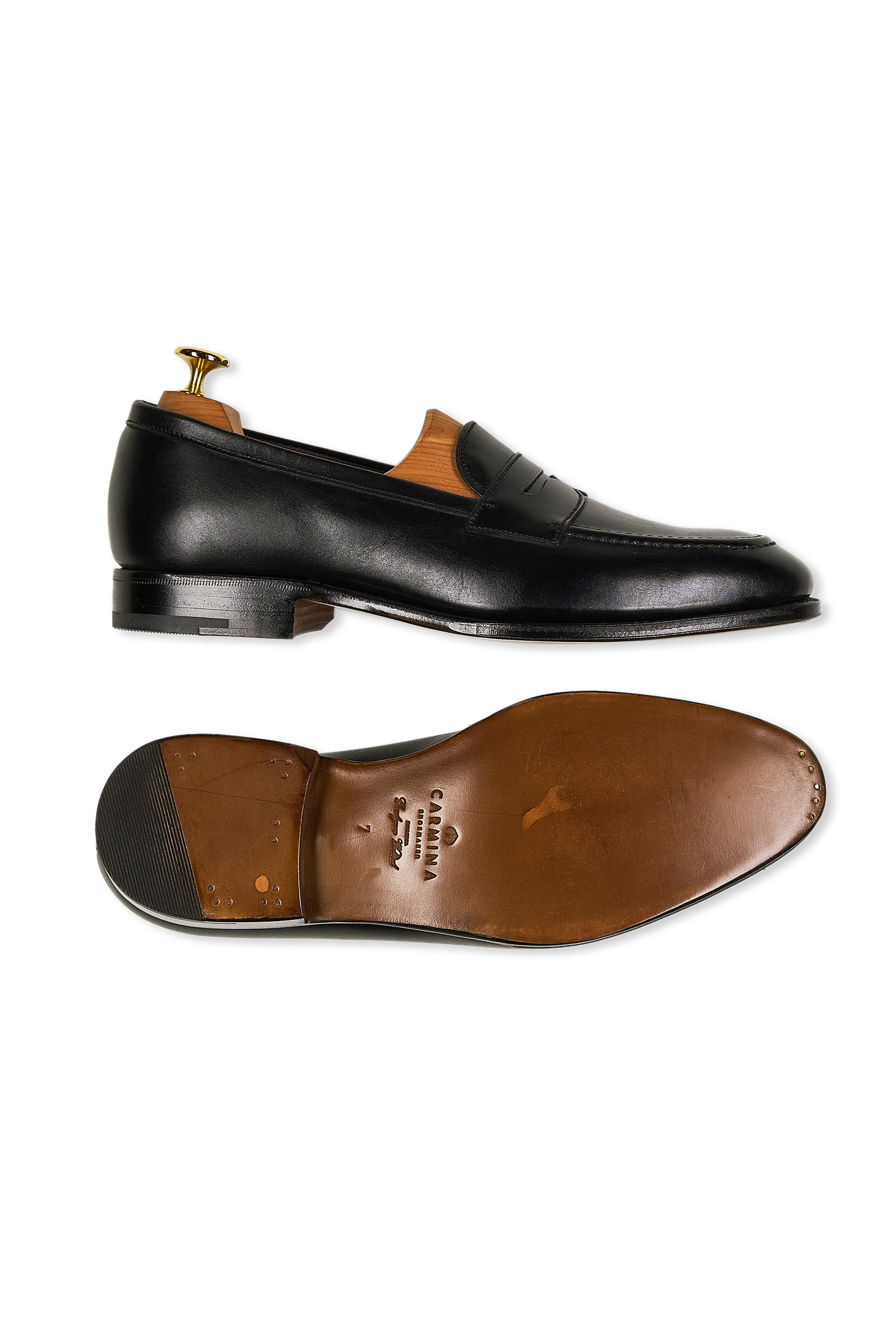 Carmina Uetam 80398 Black Calf Penny Loafers
