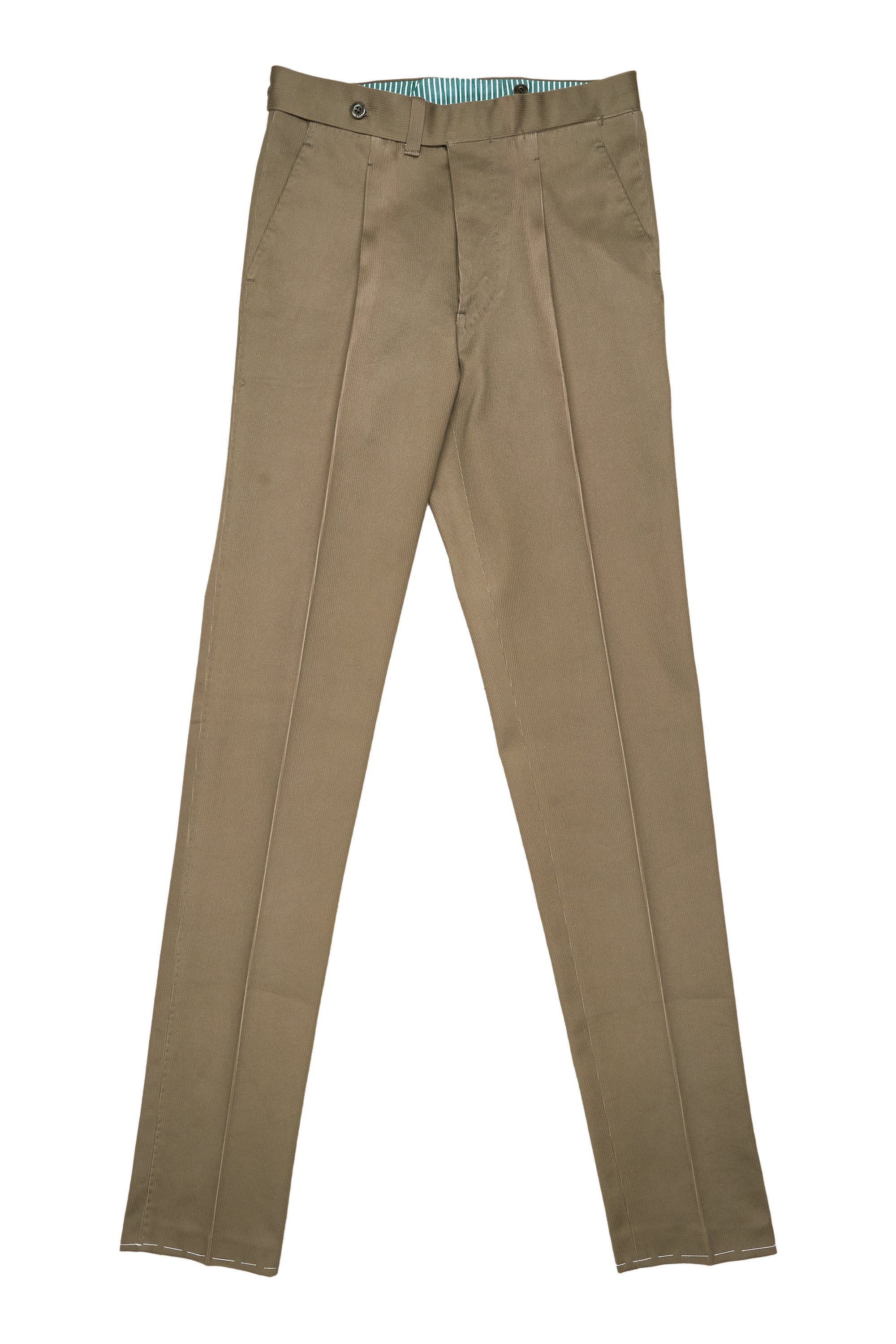 Ambrosi Green Cotton Single Pleat Trousers