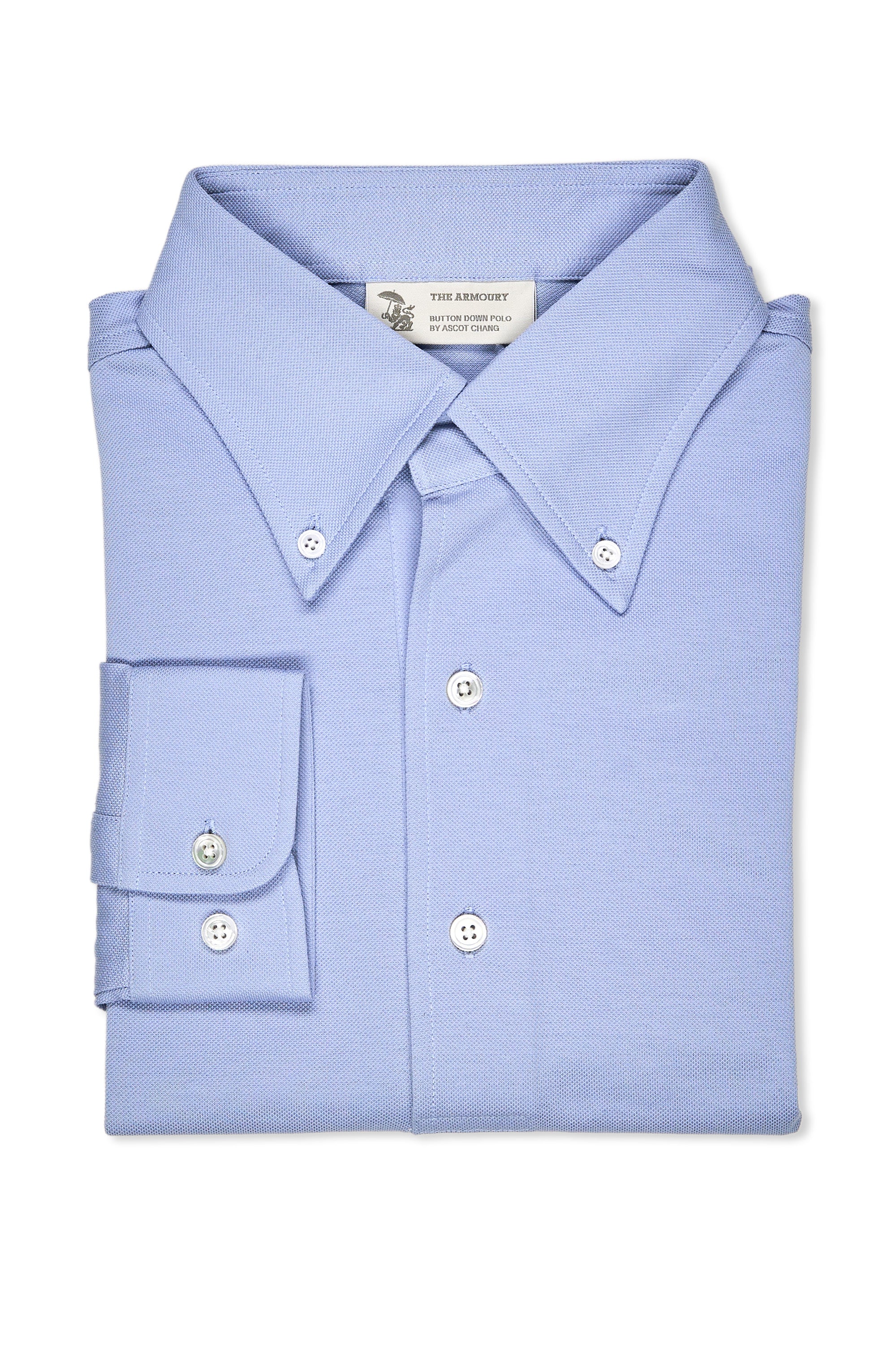 The Armoury Periwinkle Cotton Long Sleeve Button Down Polo