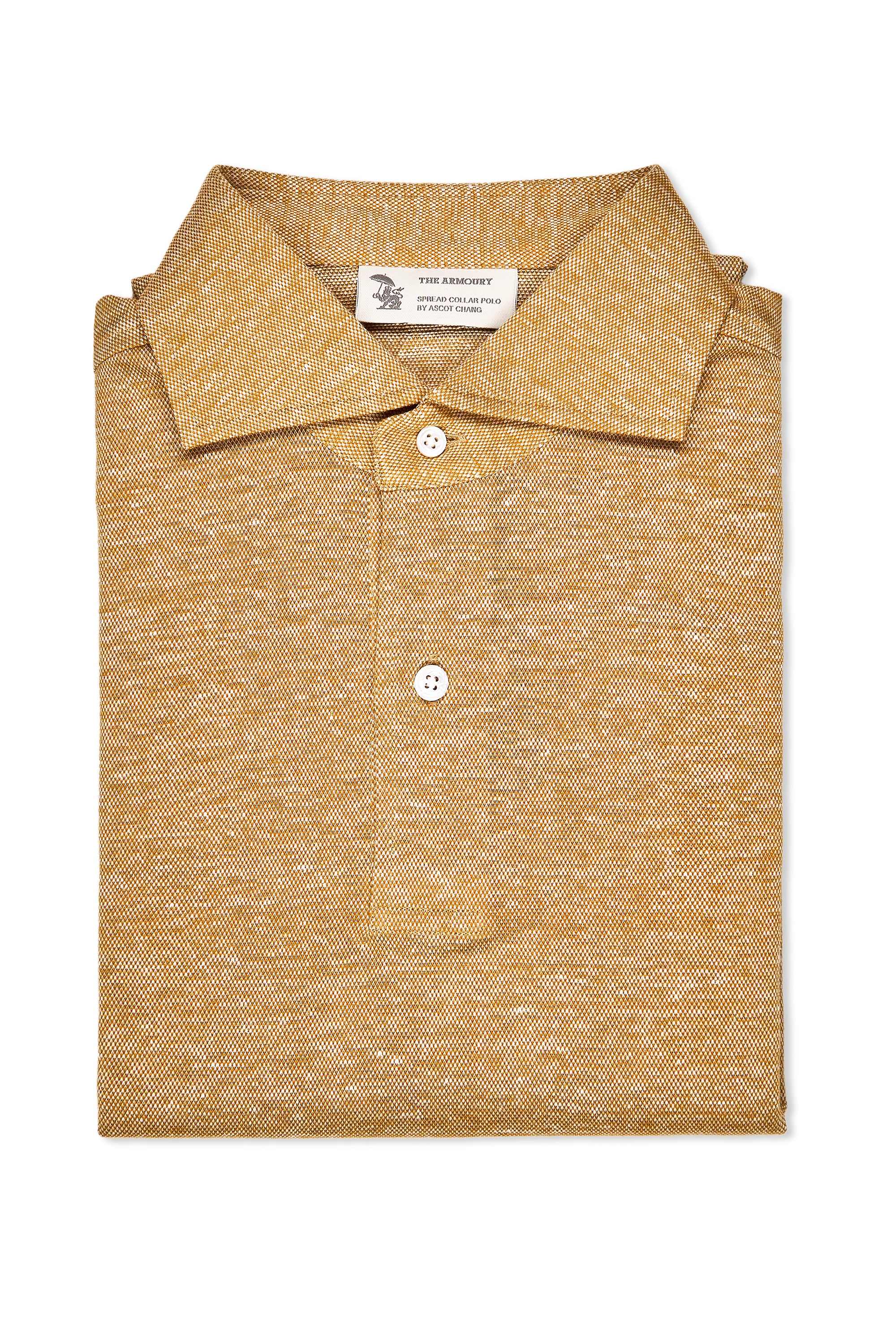 The Armoury Harvest Gold Cotton-Linen Short Sleeve Spread Collar Polo