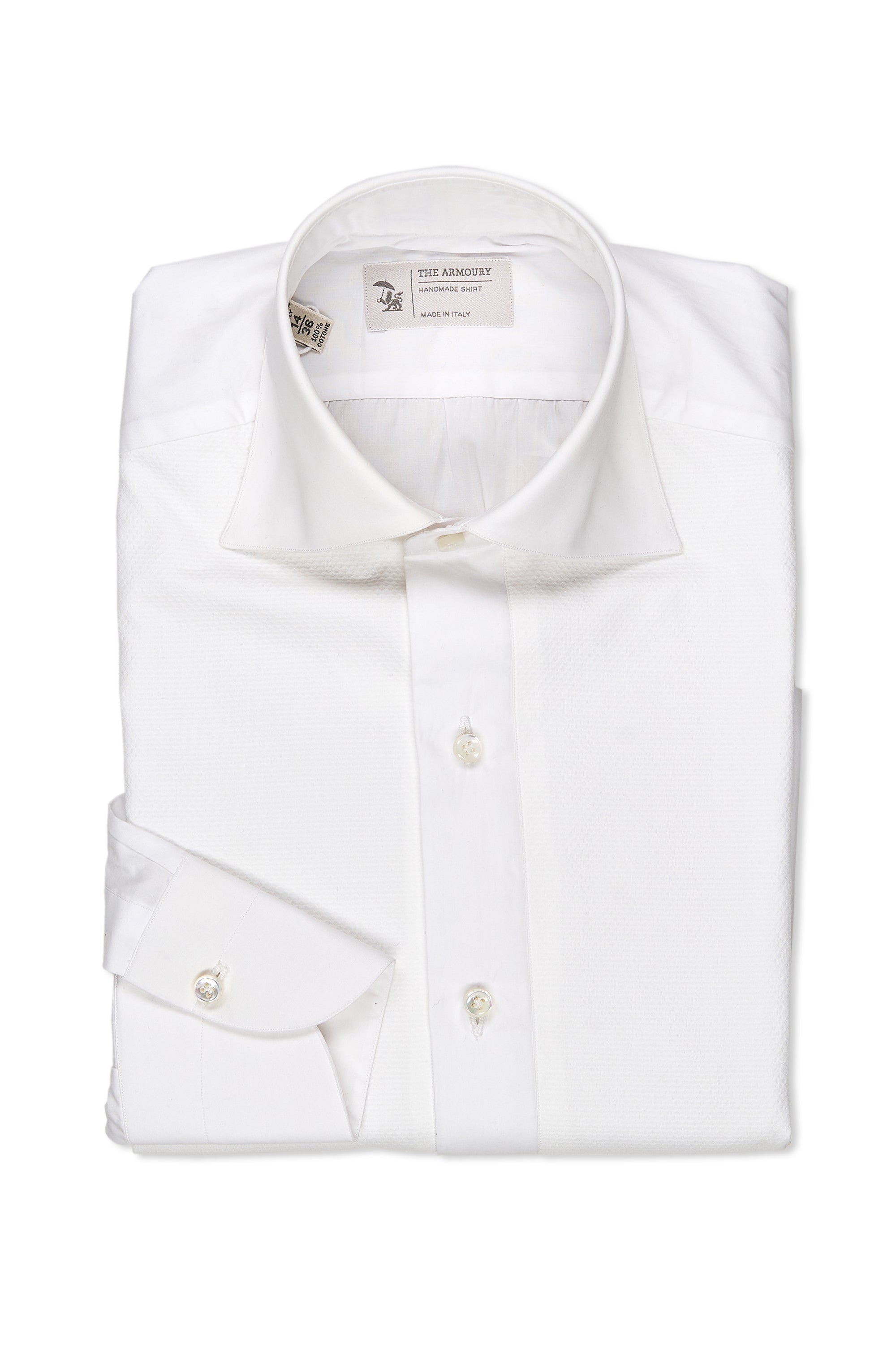 The Armoury White Cotton Tuxedo Shirt