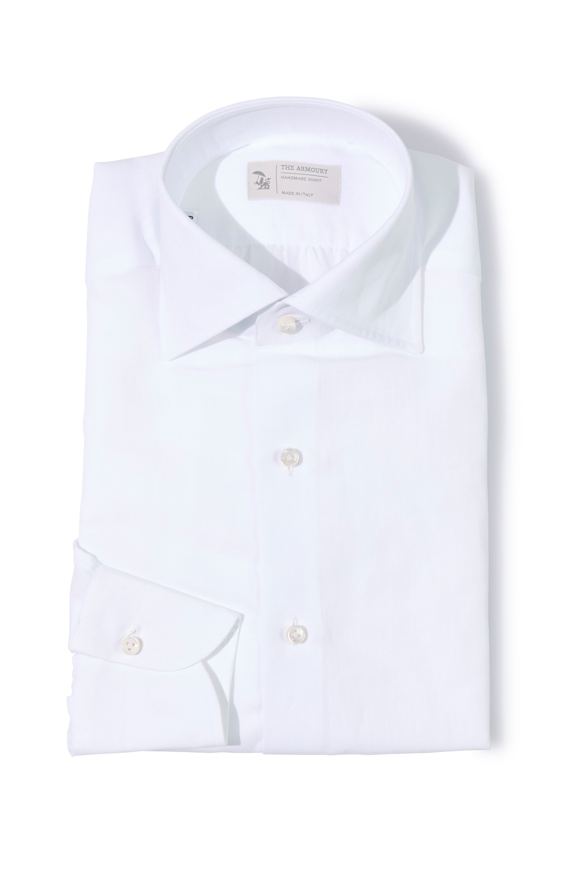 The Armoury Zeflin-1 White Cotton/Linen Spread Collar Shirt