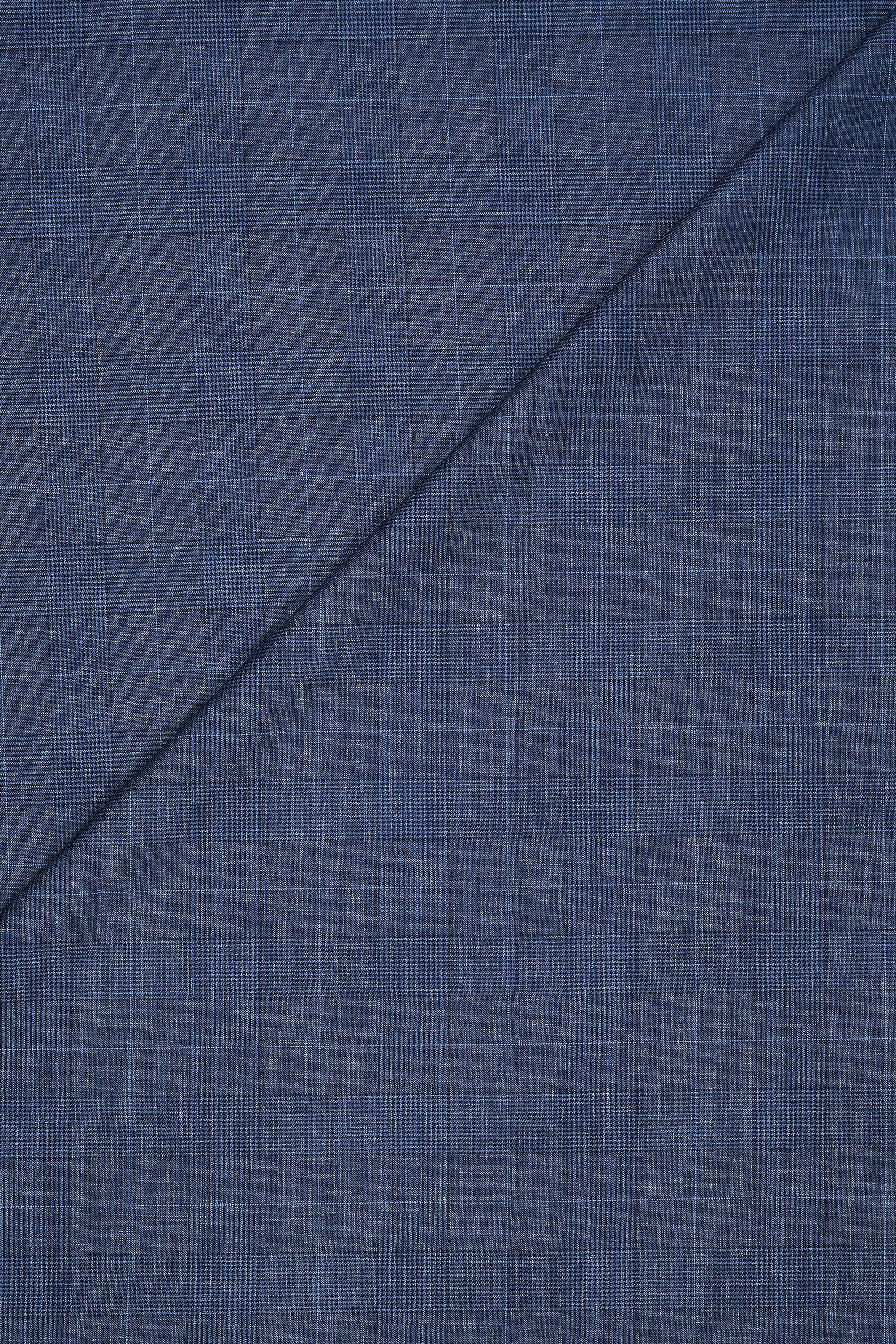 Vitale Barberis Canonico Blue Prince of Wales Check Wool Cloth - 2.5m