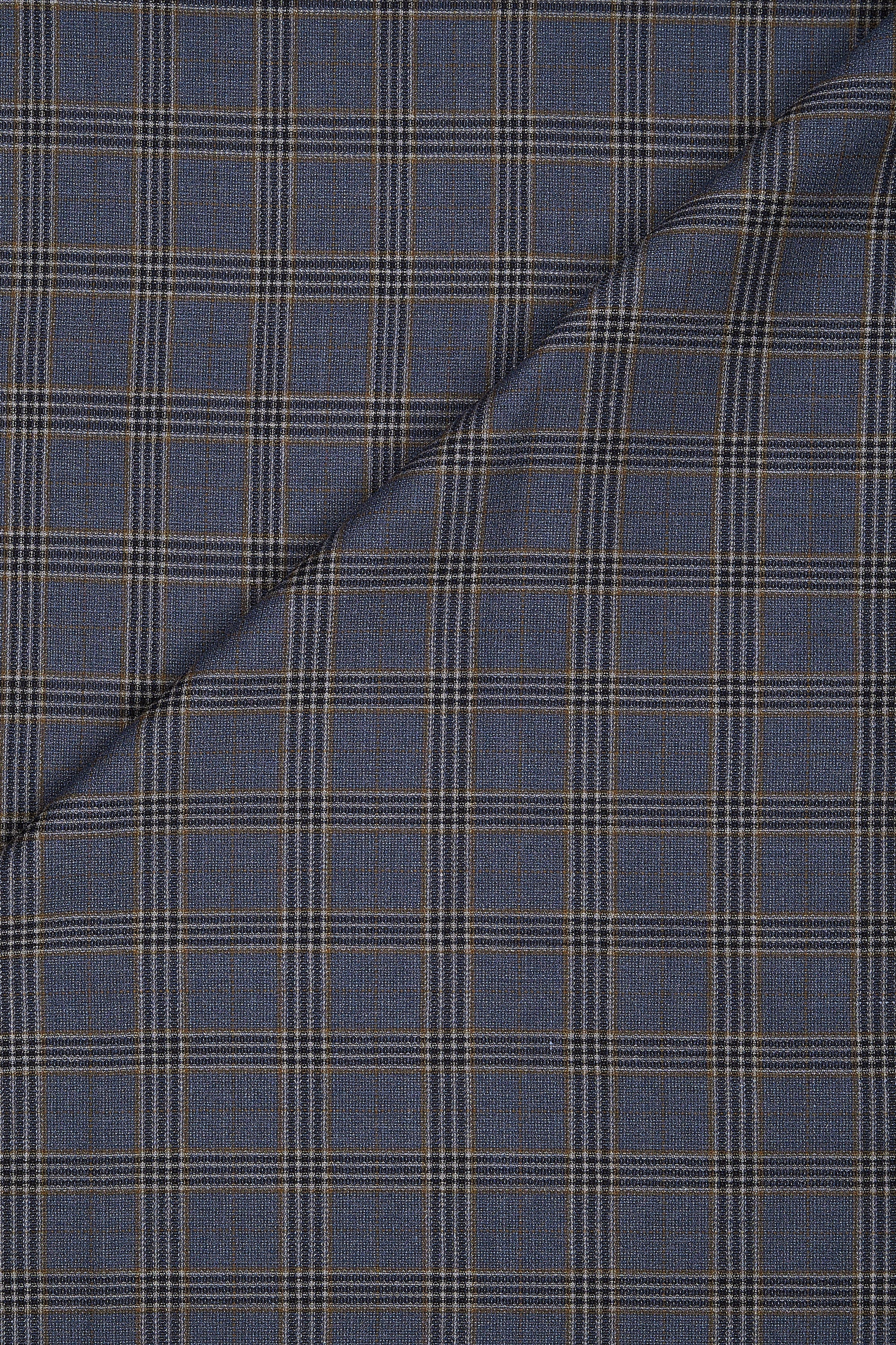 Standeven Blue with Brown Check Wool Cloth - 2.5m