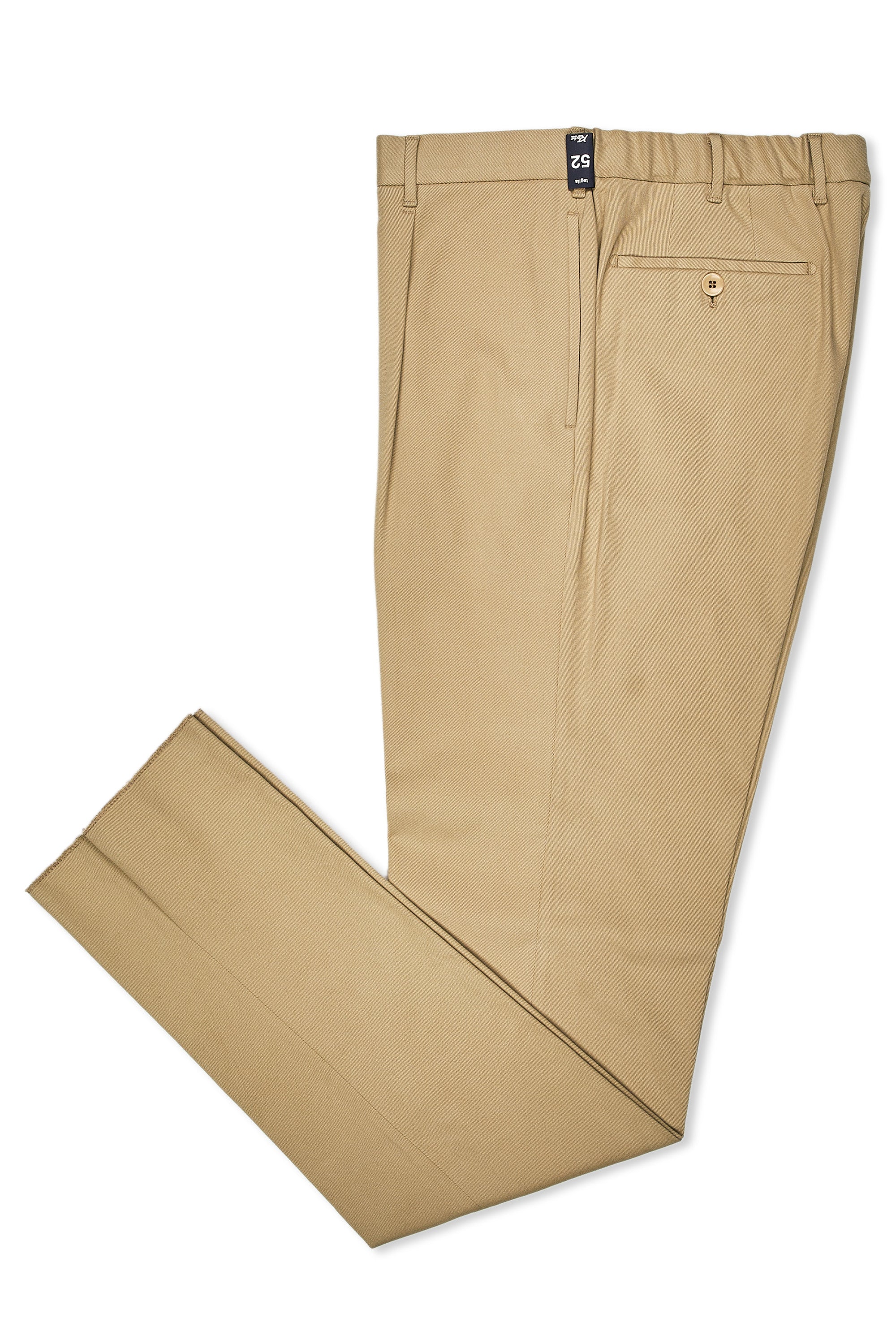 Rota 0640P/73 Beige Cotton Elastic Waistband Single Pleat Trousers