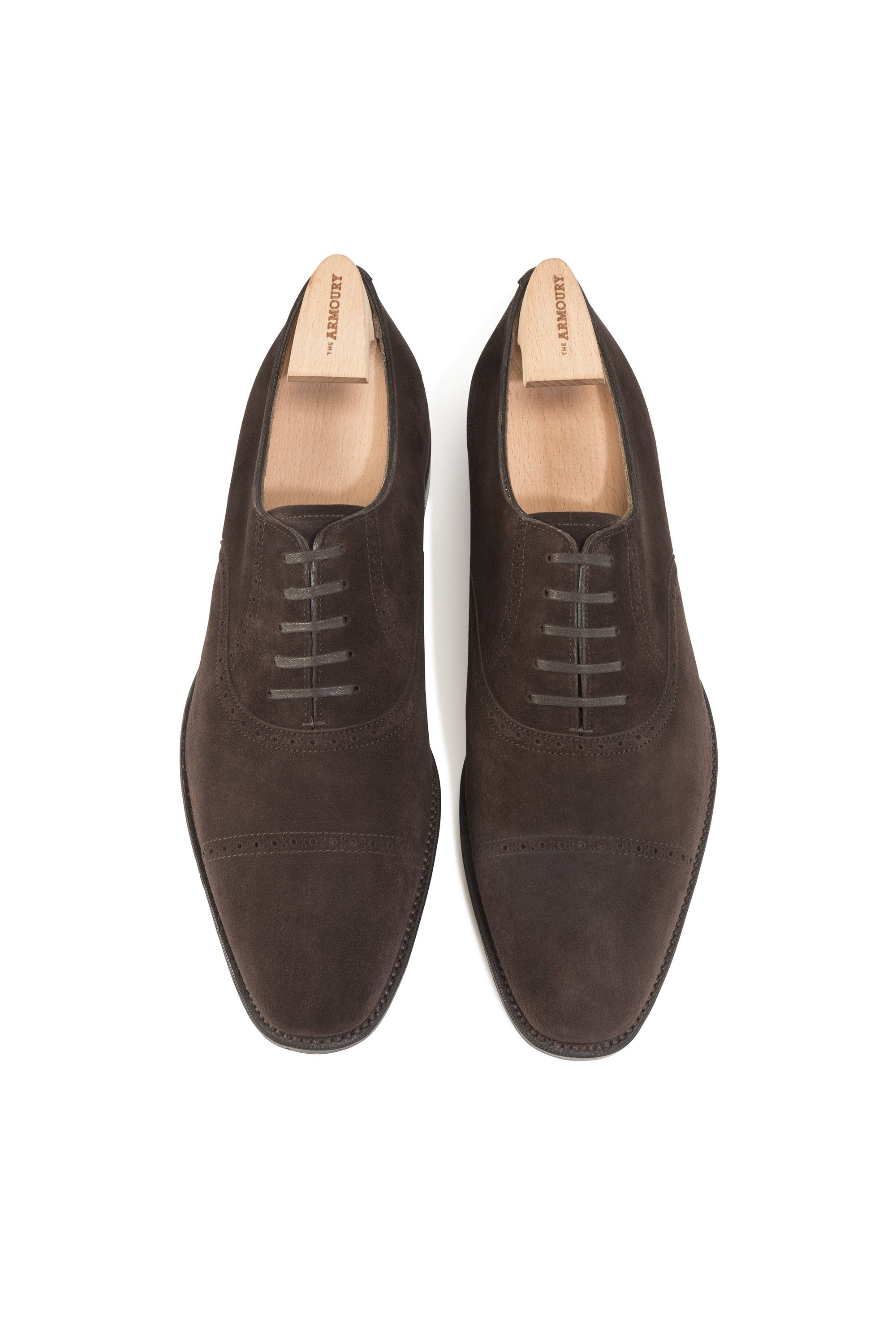 The Armoury Hajime Wyndham Brown Suede Self-Brogue Oxfords *factory seconds*