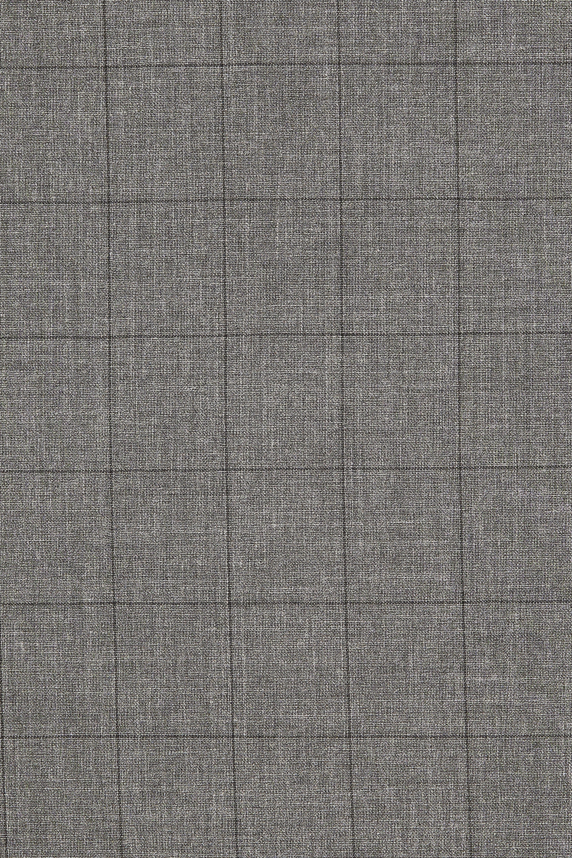 Grey Windowpane Fresco Wool Cloth - 2.6m