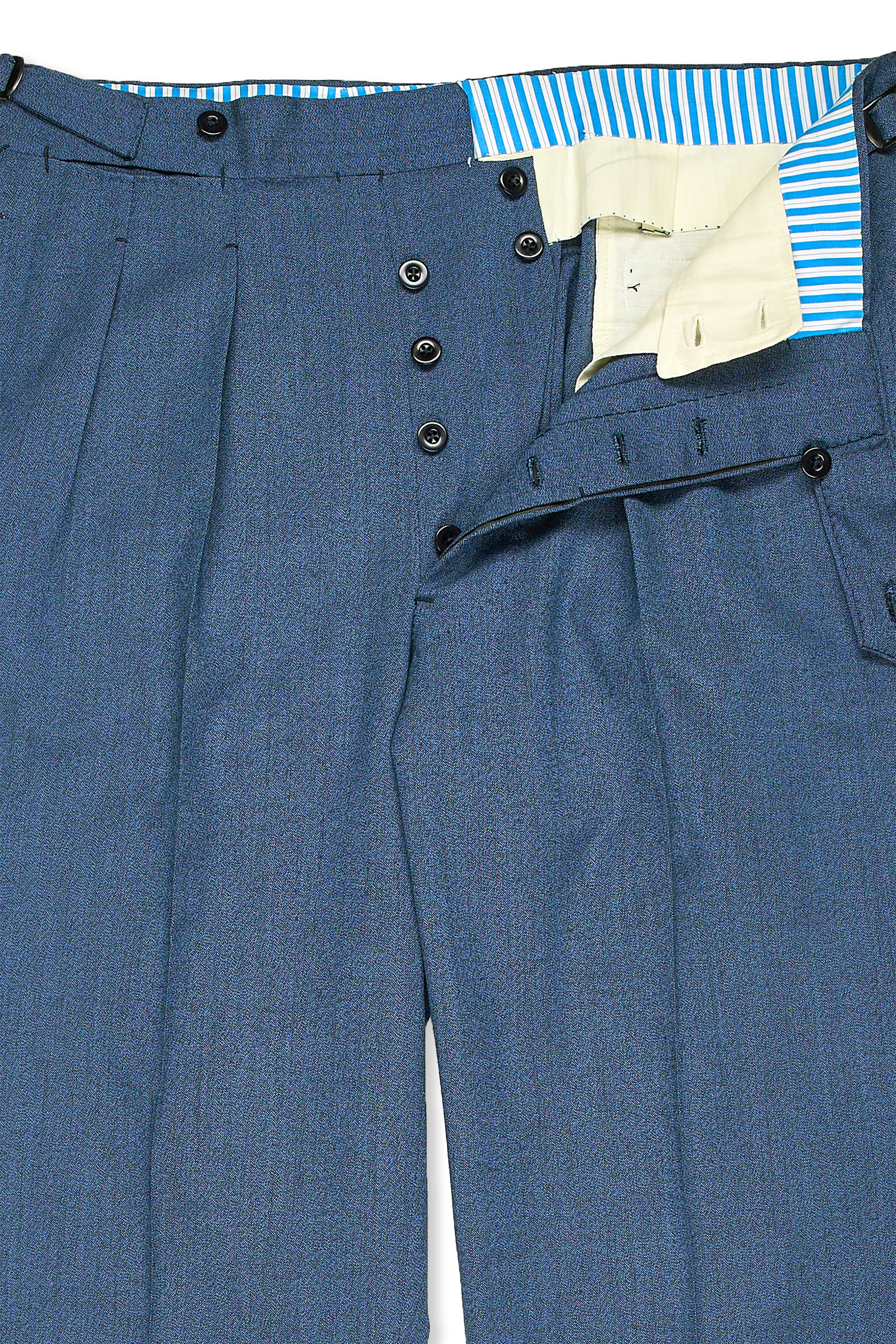 Camps De Luca Blue 3-Ply Summertime Cashmere Jacket with Hermes Silk Scarf Lining and Ambrosi Trousers Bespoke