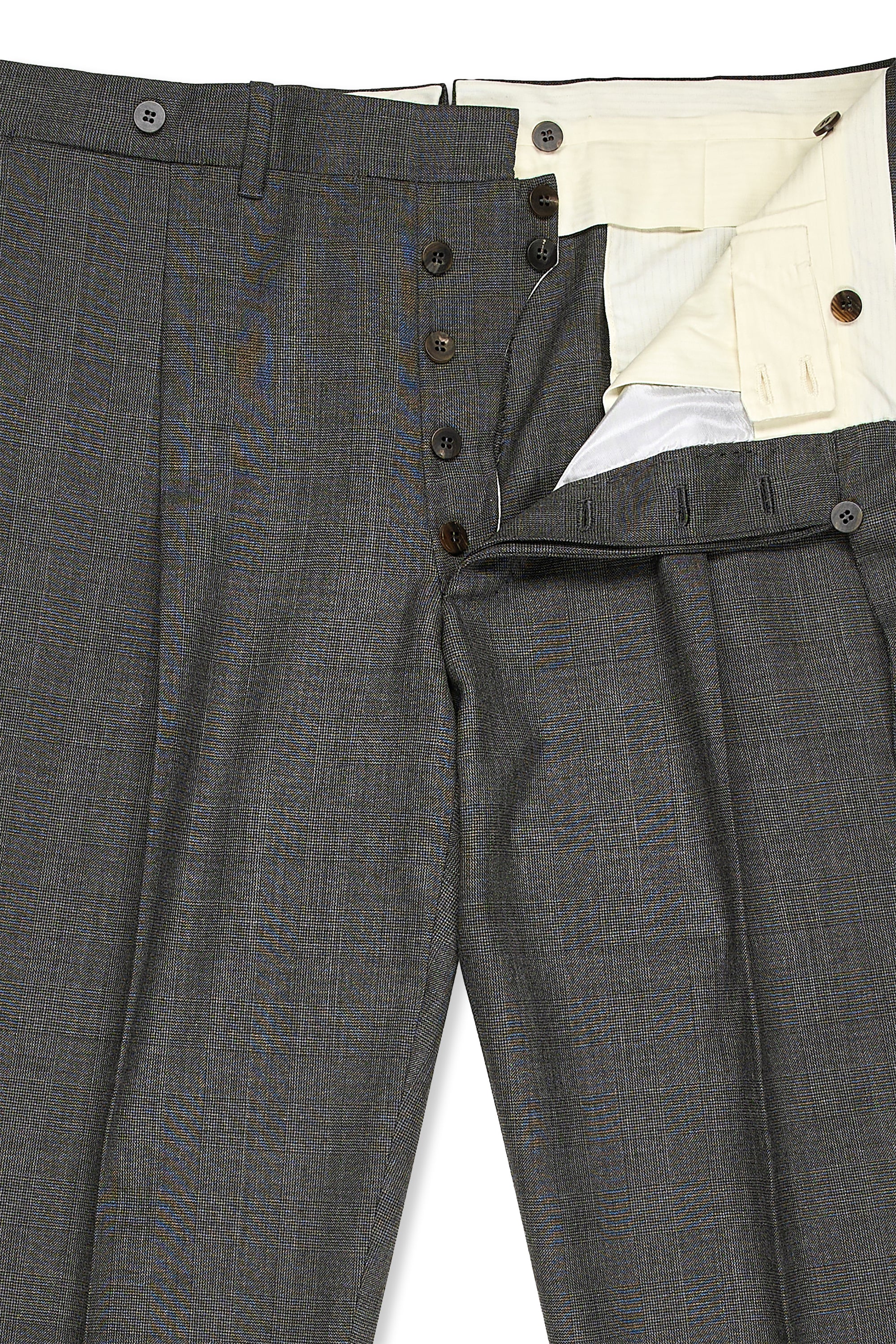 Orazio Luciano Dark Grey Check Wool Trousers