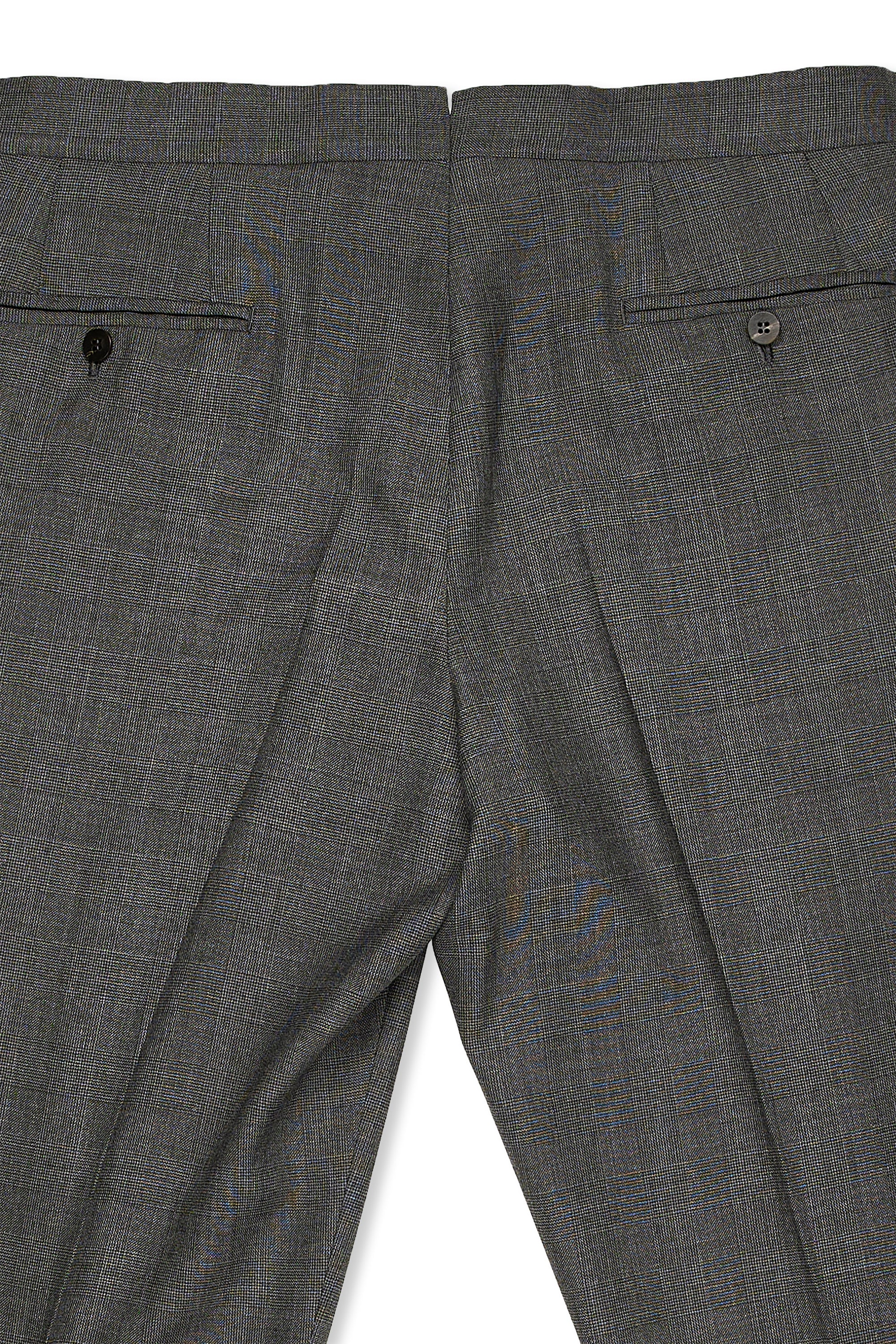 Orazio Luciano Dark Grey Check Wool Trousers