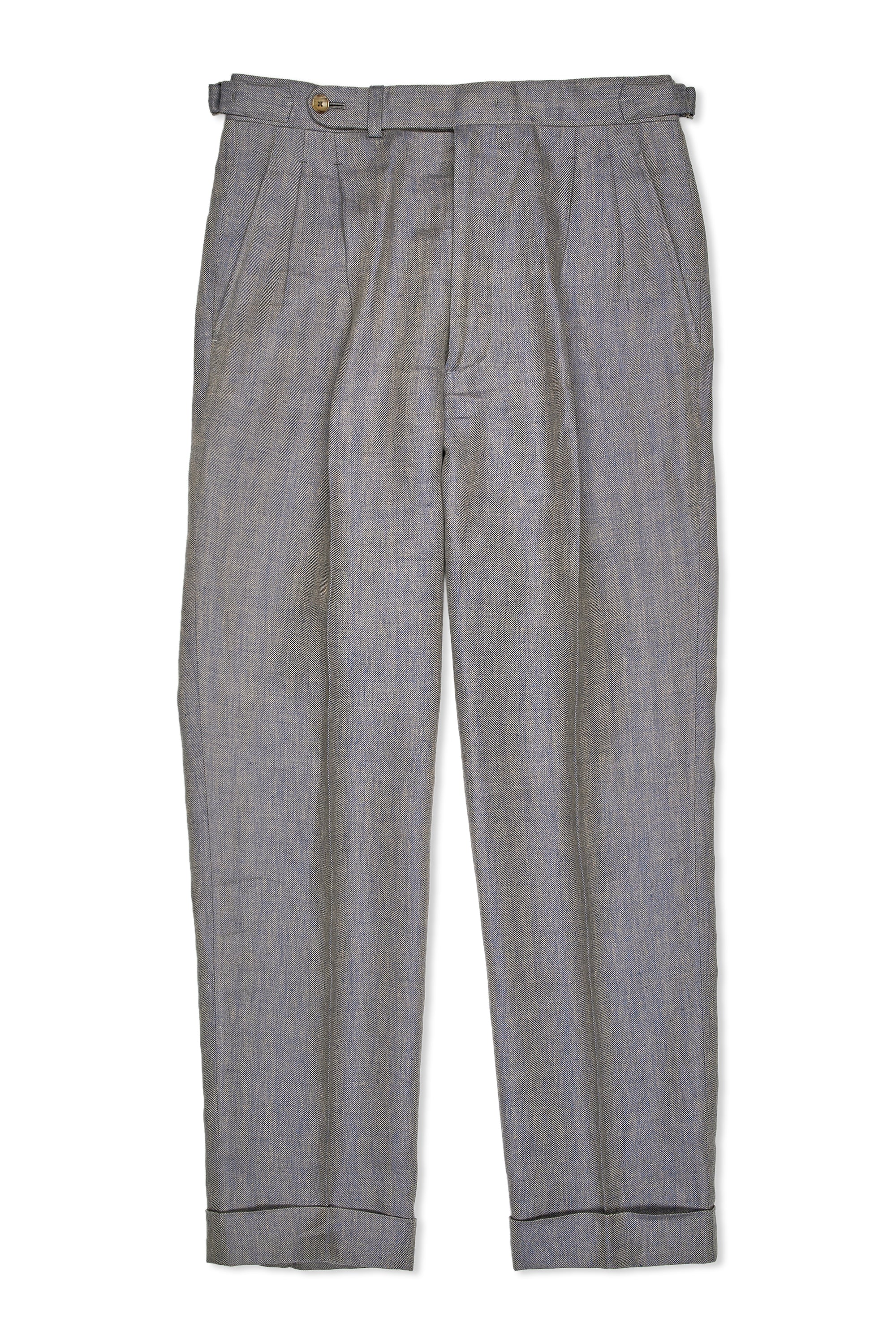 B&Tailor Blue/Beige Solaro Linen Herringbone Suit MTM