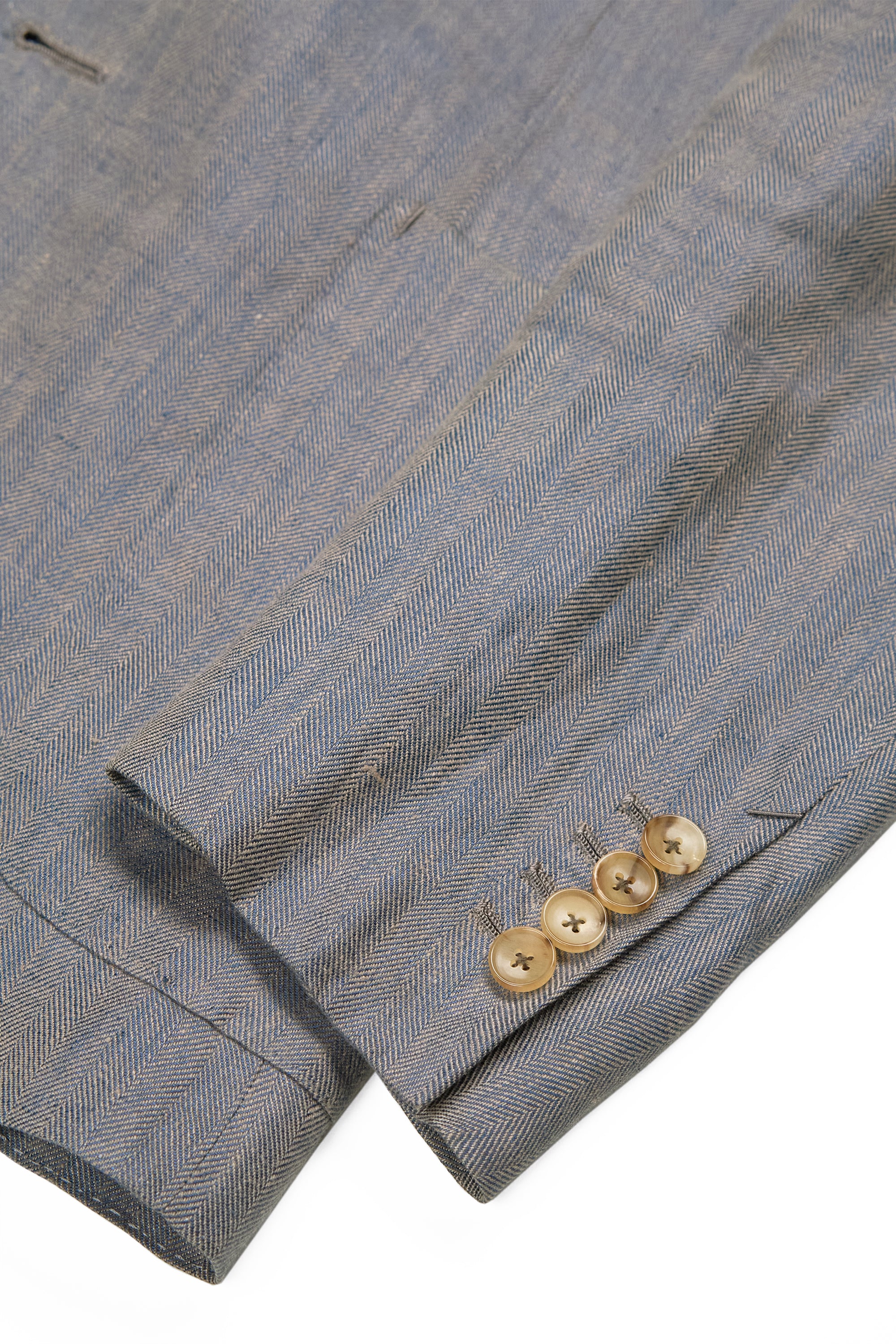 B&Tailor Blue/Beige Solaro Linen Herringbone Suit MTM