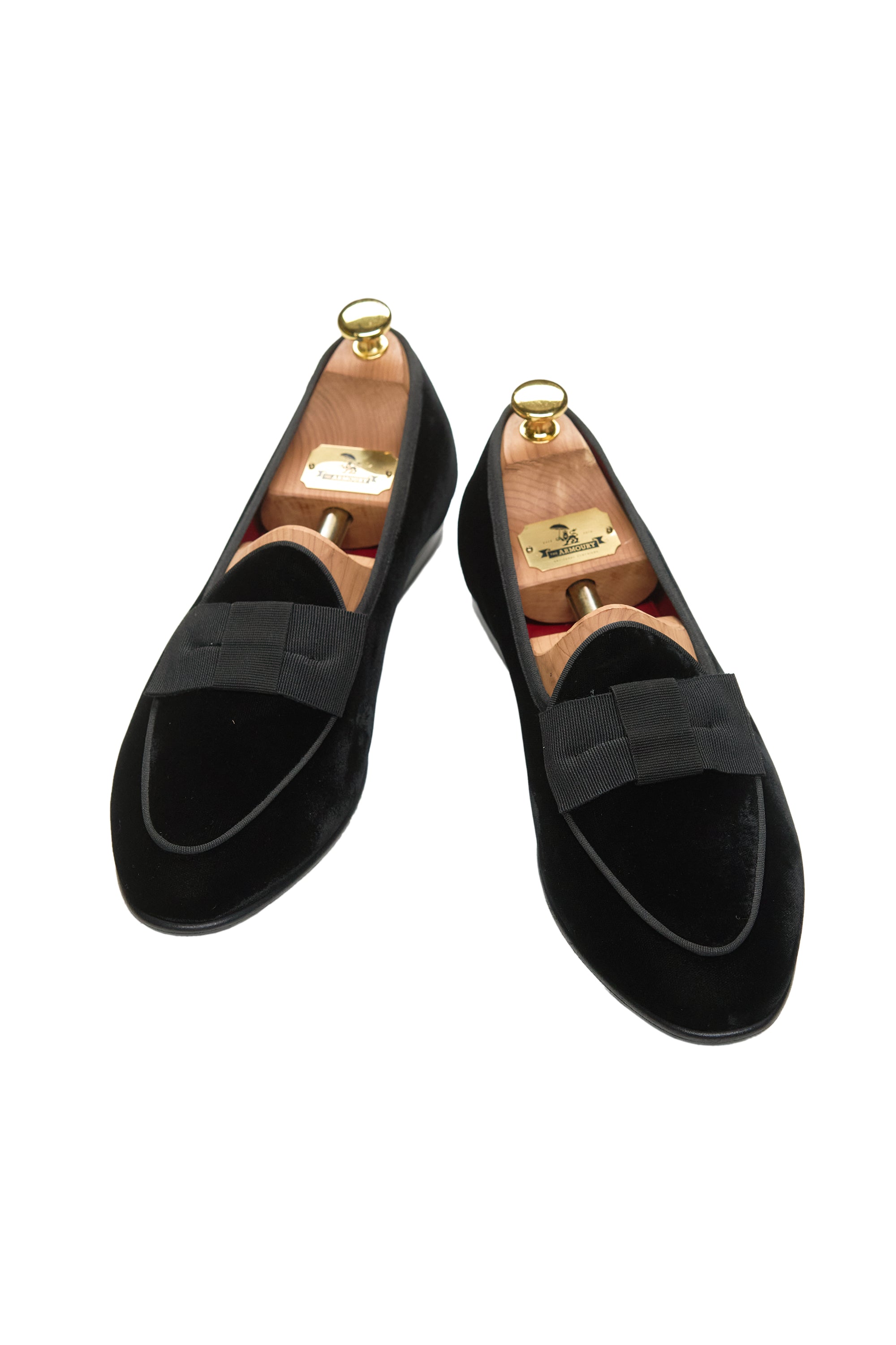 Baudoin & Lange Sagan Classic Black Velvet and Gros Grain Opera Bow Loafers