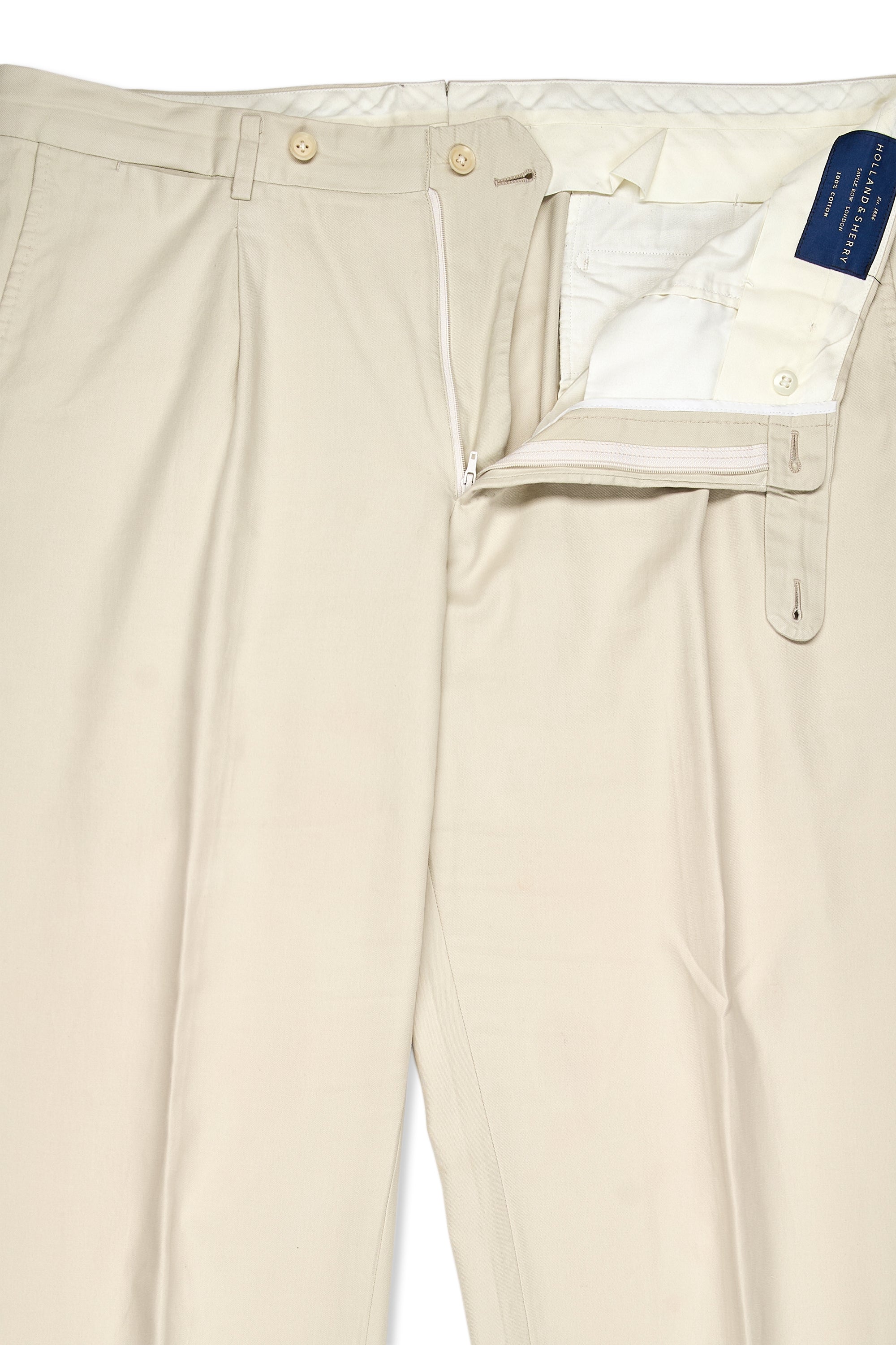 Ring Jacket Meister Light Beige Cotton Chinos MTO