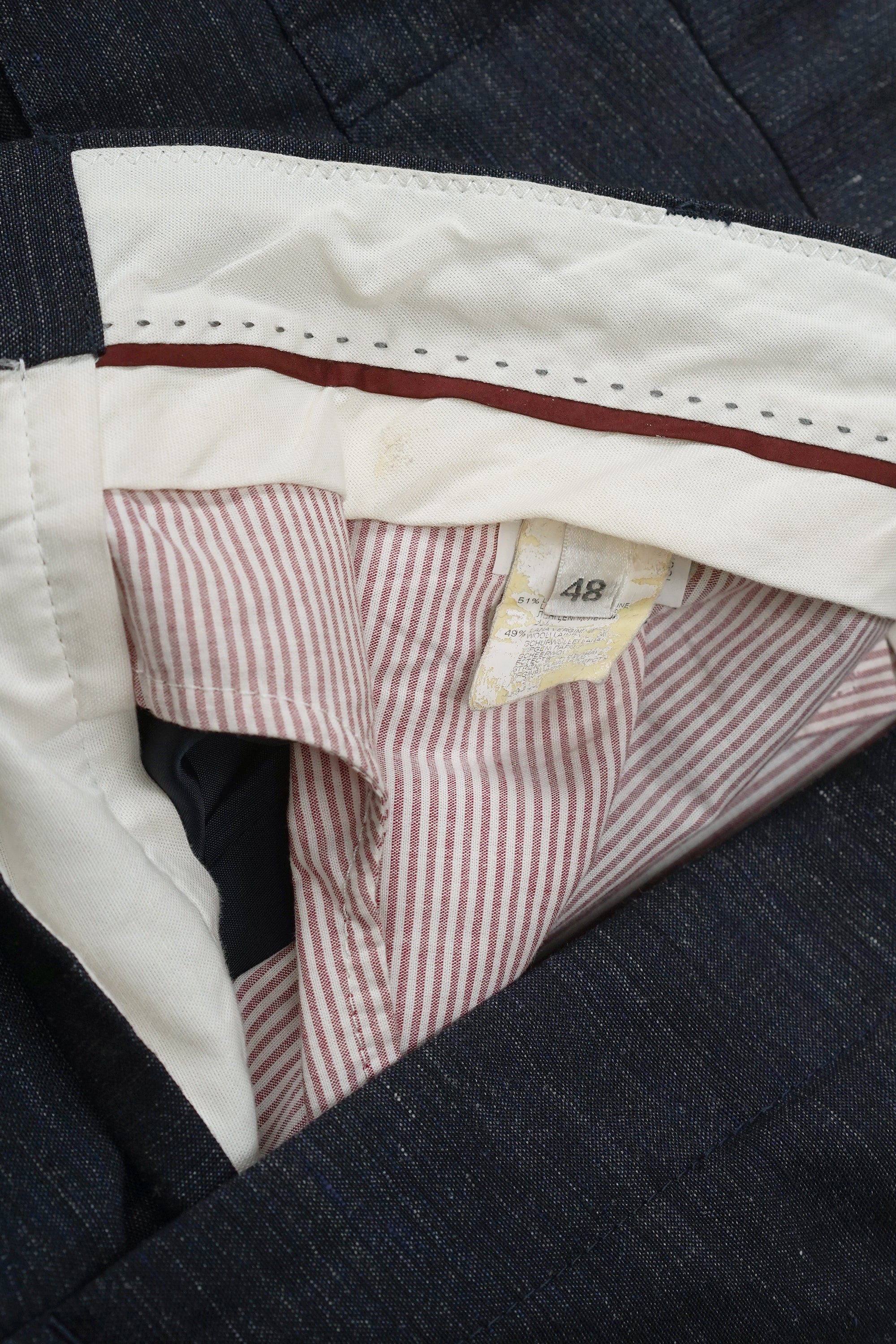 Brunello Cucinelli Navy Linen/Wool Drawstring Trousers