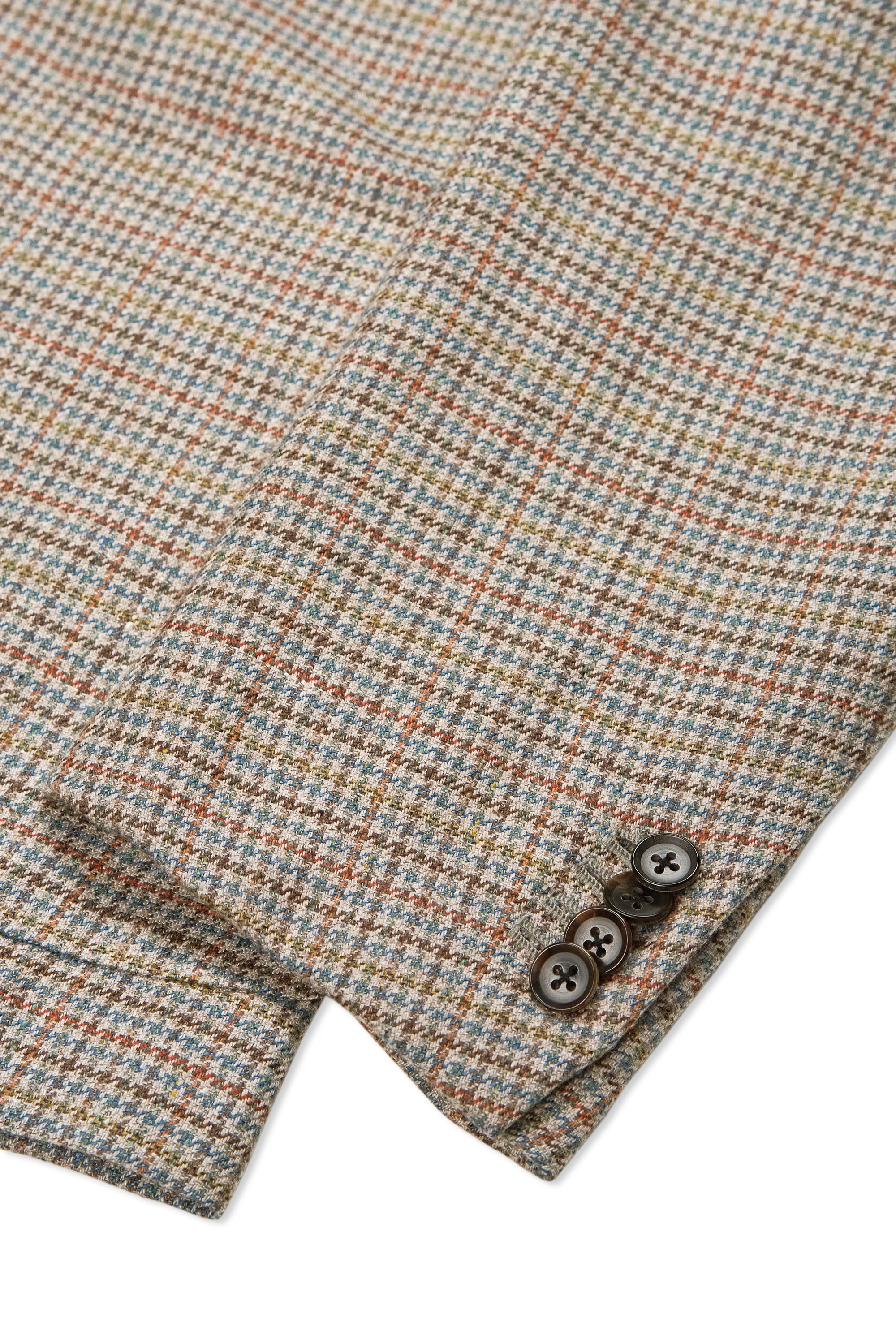 The Armoury Model 3 Beige/Blue/Salmon Check Silk/Wool Sport Coat