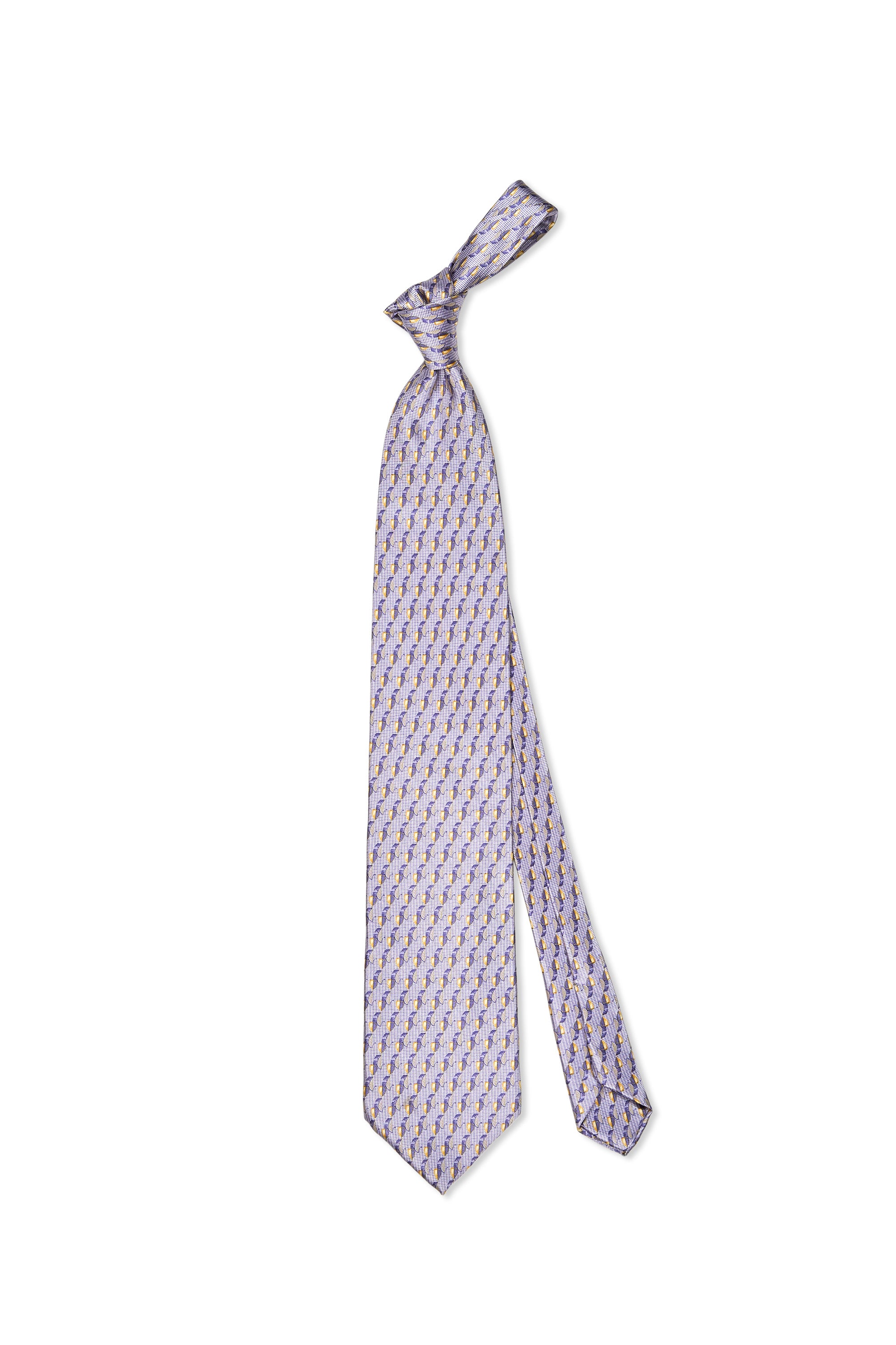 Zilli Purple Blue with Yellow Pattern Silk Tie