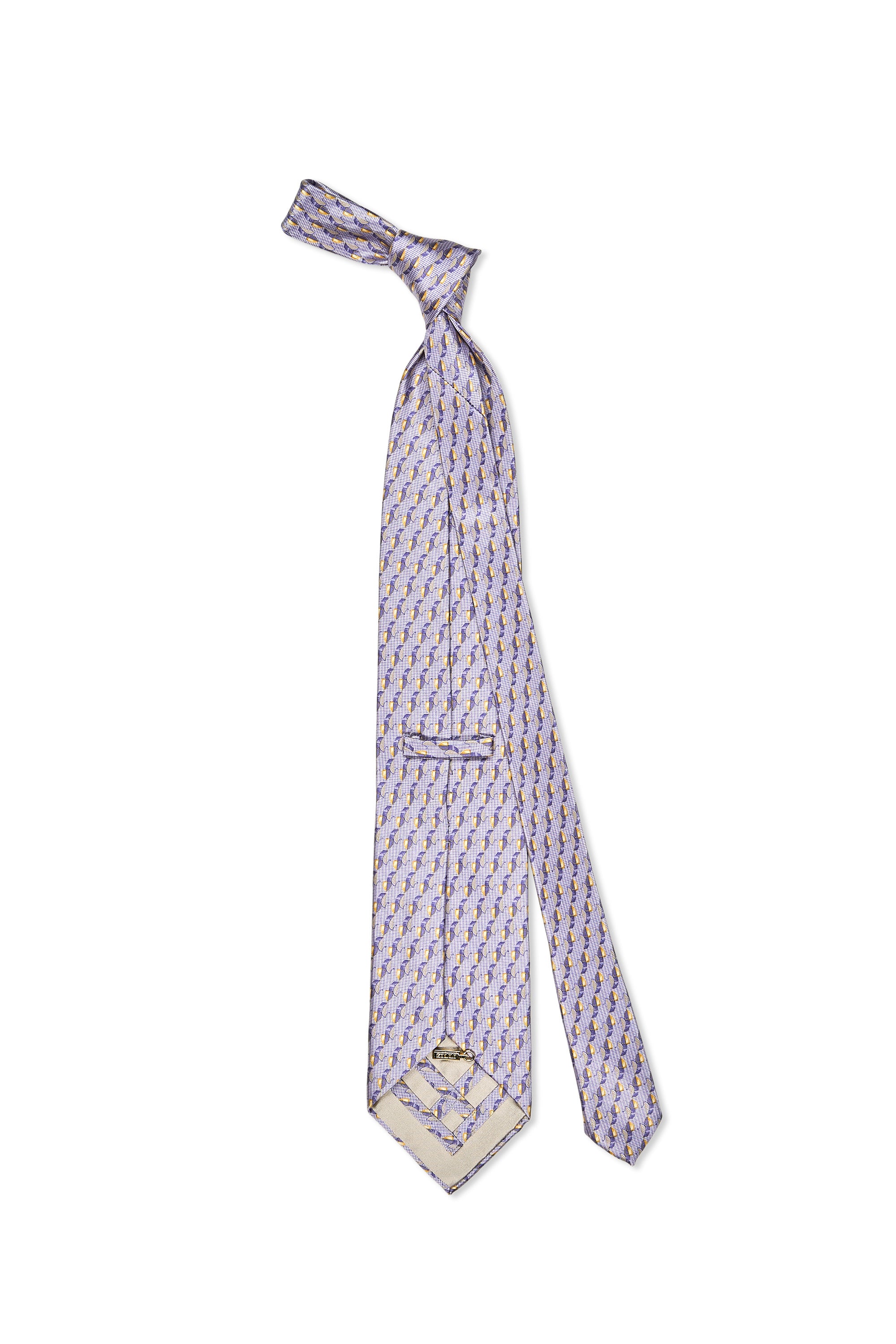 Zilli Purple Blue with Yellow Pattern Silk Tie