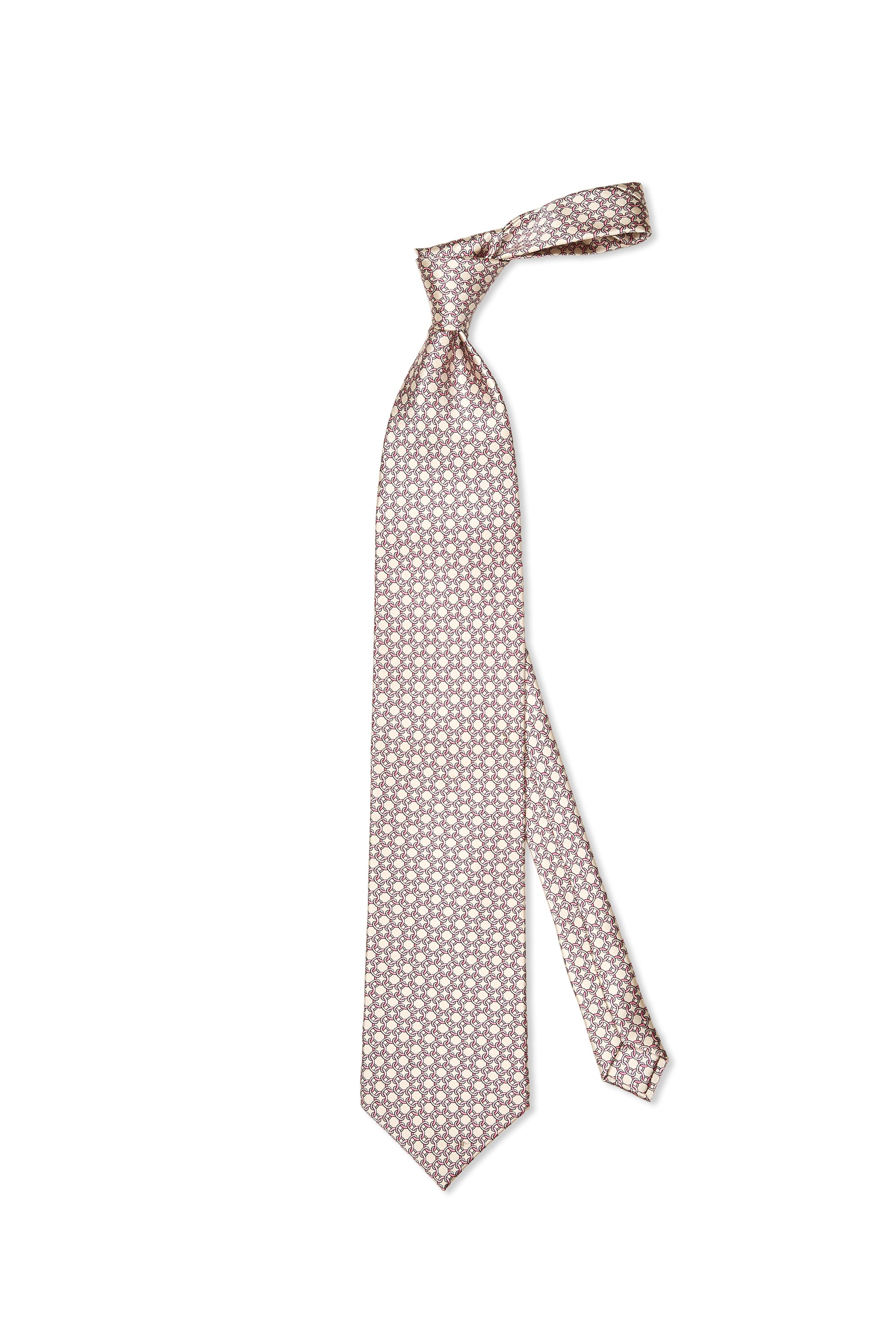 Zilli Beige with Pink/Grey Chain Pattern Silk Tie