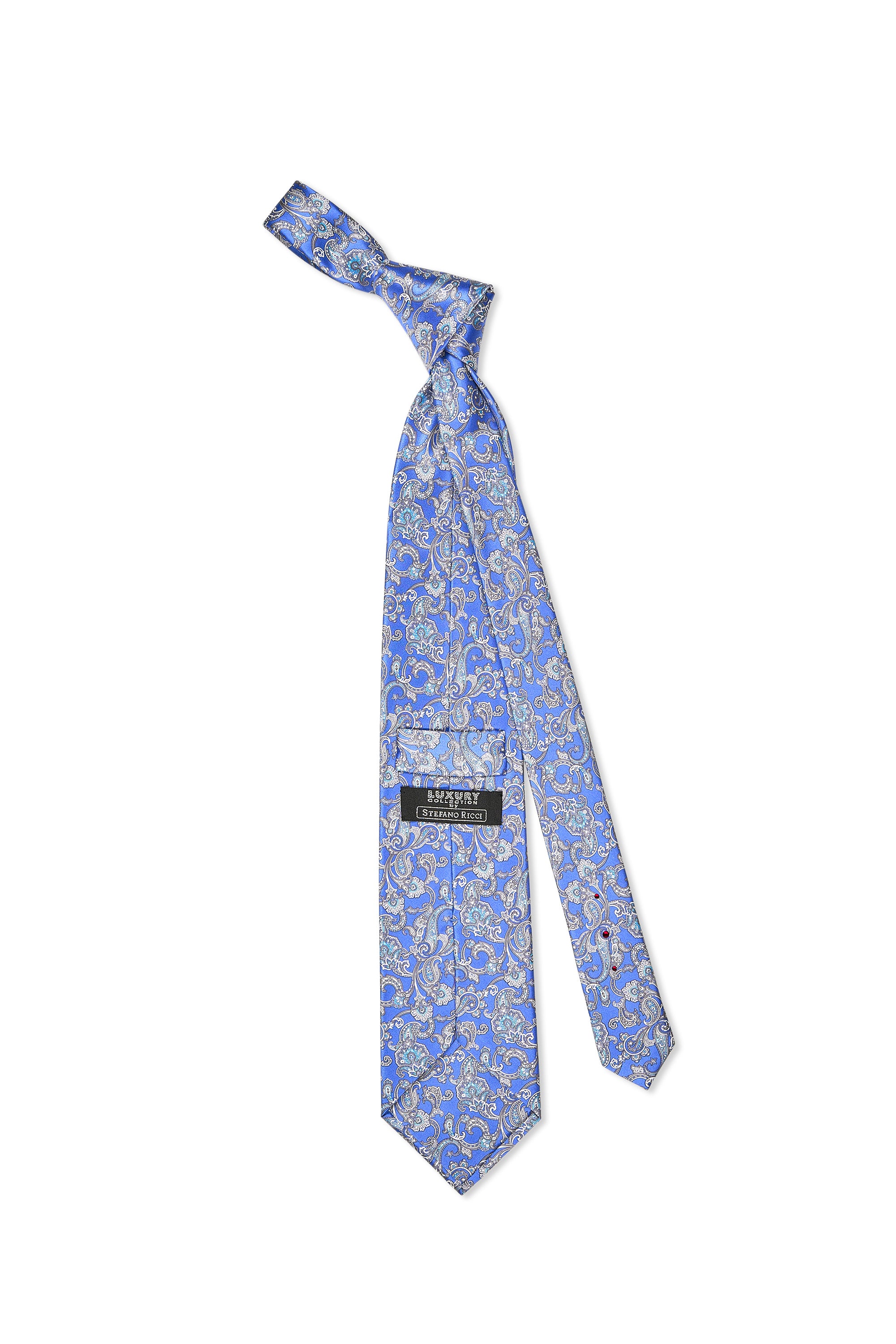 Stefano Ricci	Blue/Grey Paisley Pattern Silk Tie