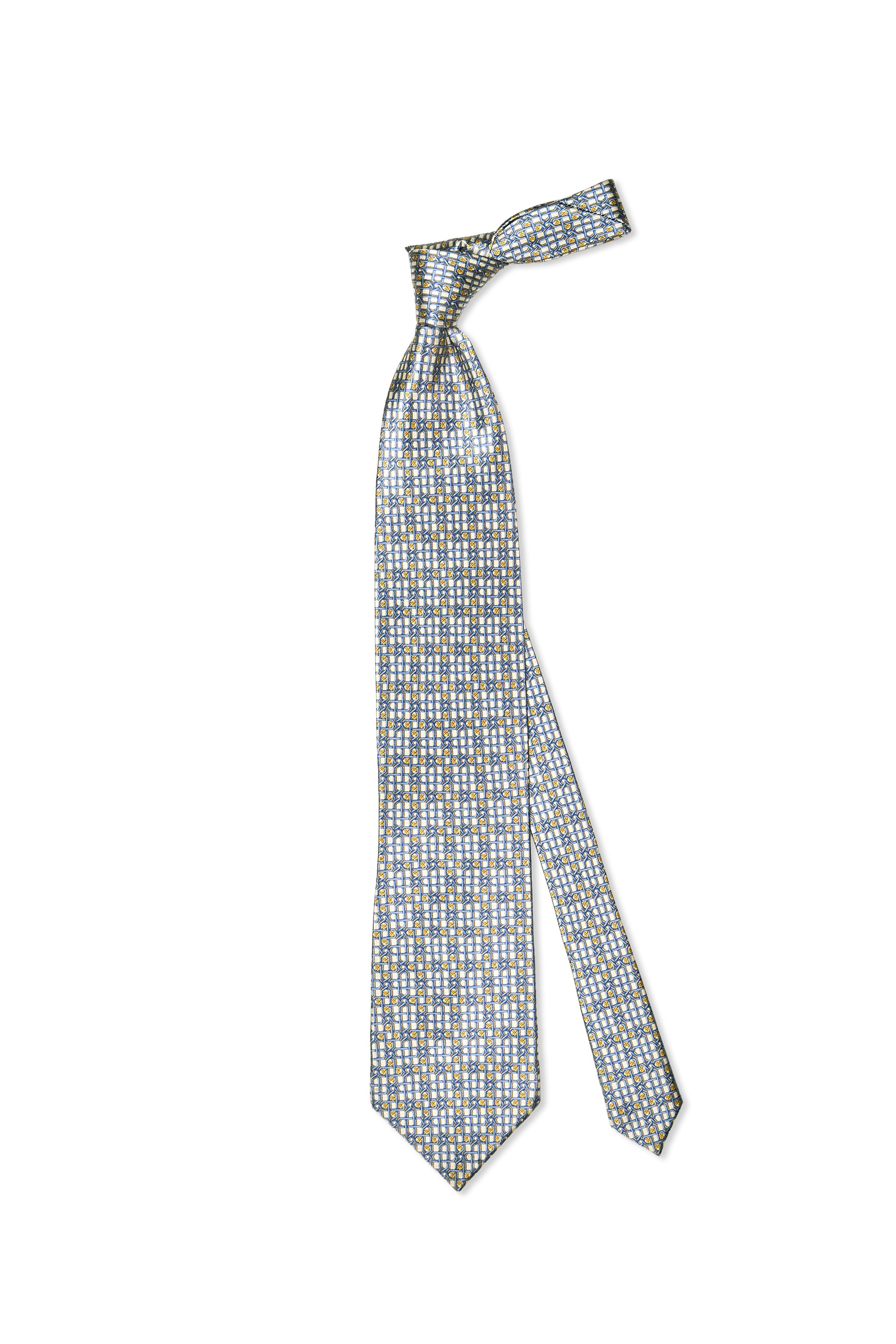Zilli Beige with Blue/Yellow Pattern Silk Tie