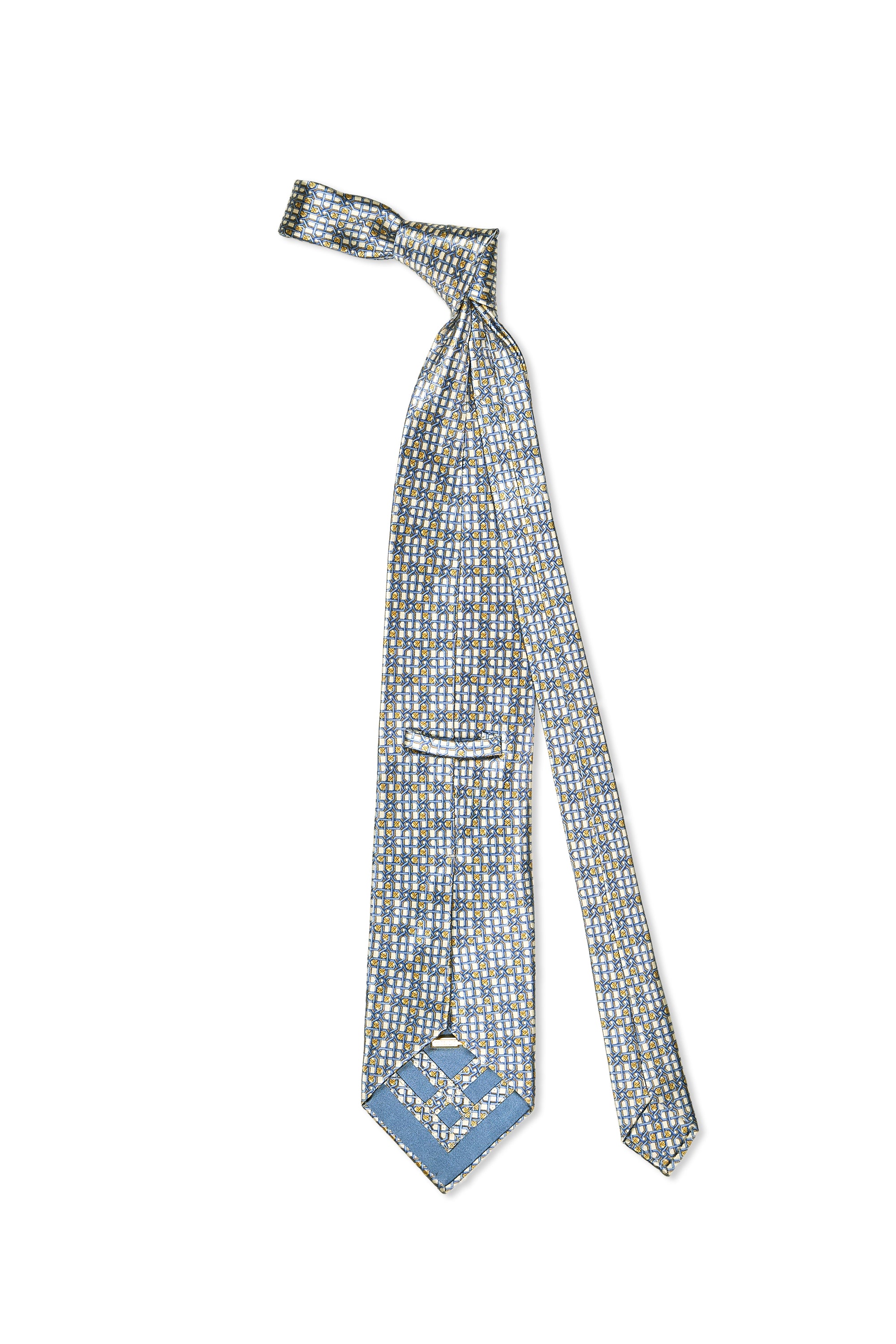 Zilli Beige with Blue/Yellow Pattern Silk Tie