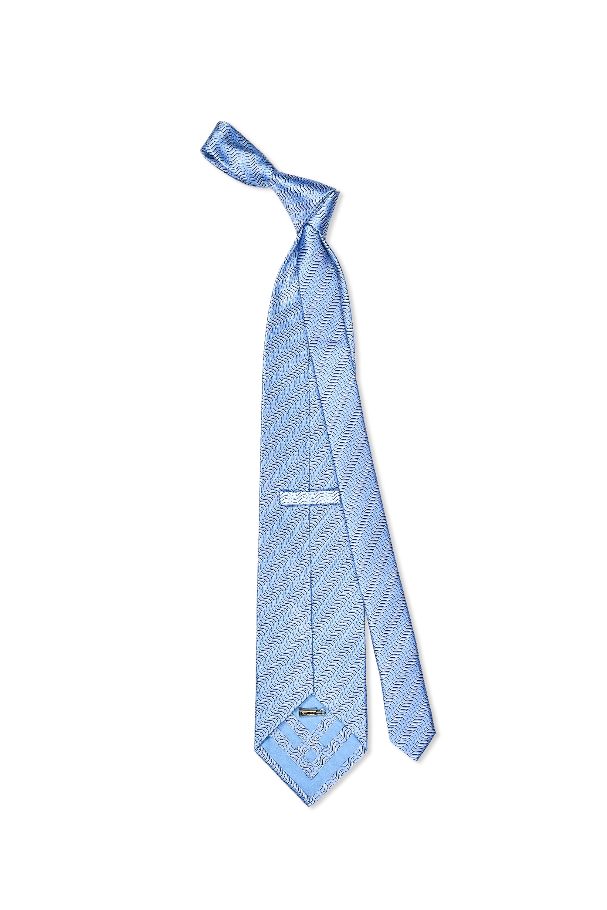 Zilli Light Blue Wavy Pattern Silk Tie
