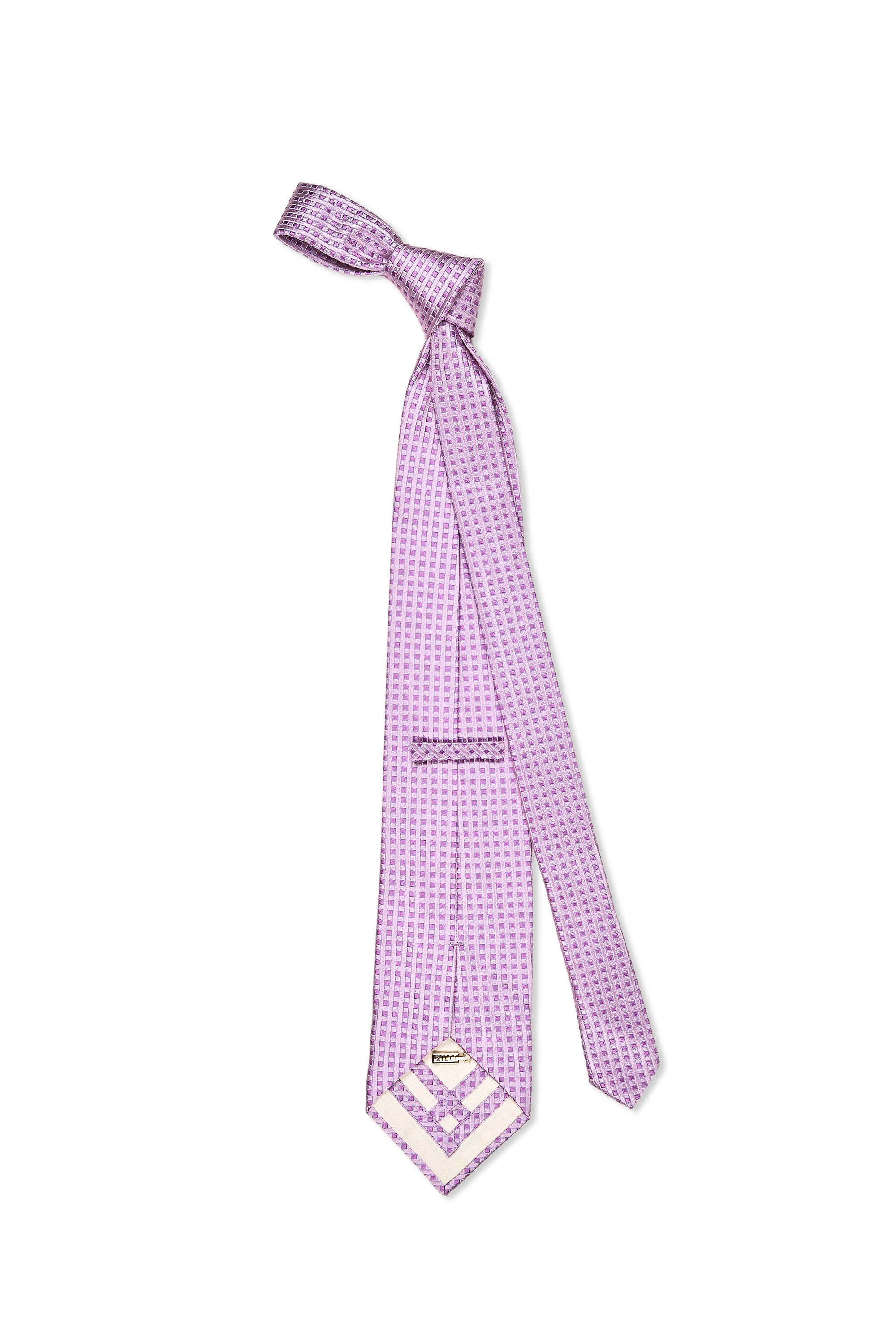 Zilli Purple Square Pattern Silk Tie