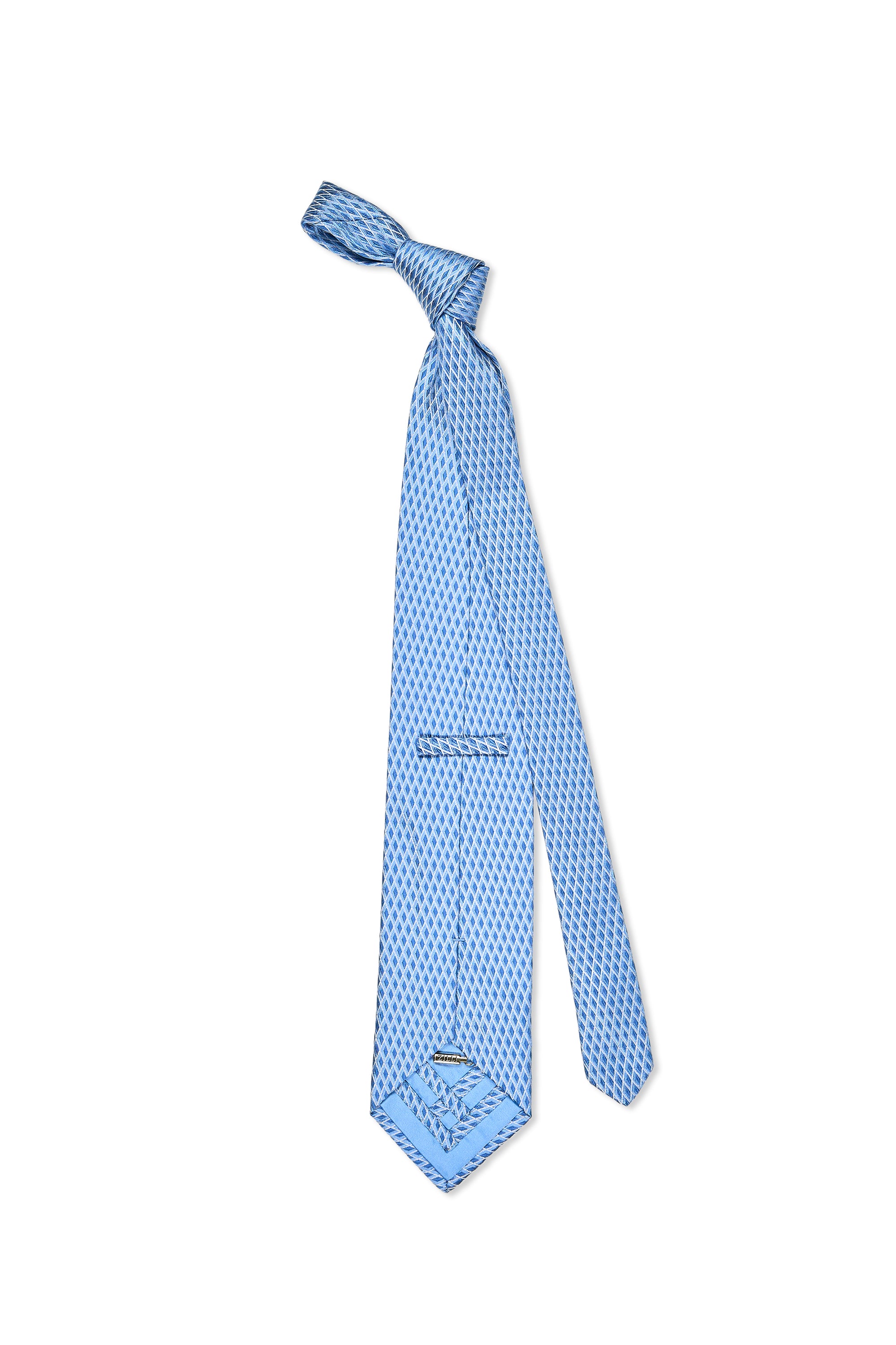 Zilli Blue with Silver Diamond Pattern Silk Tie
