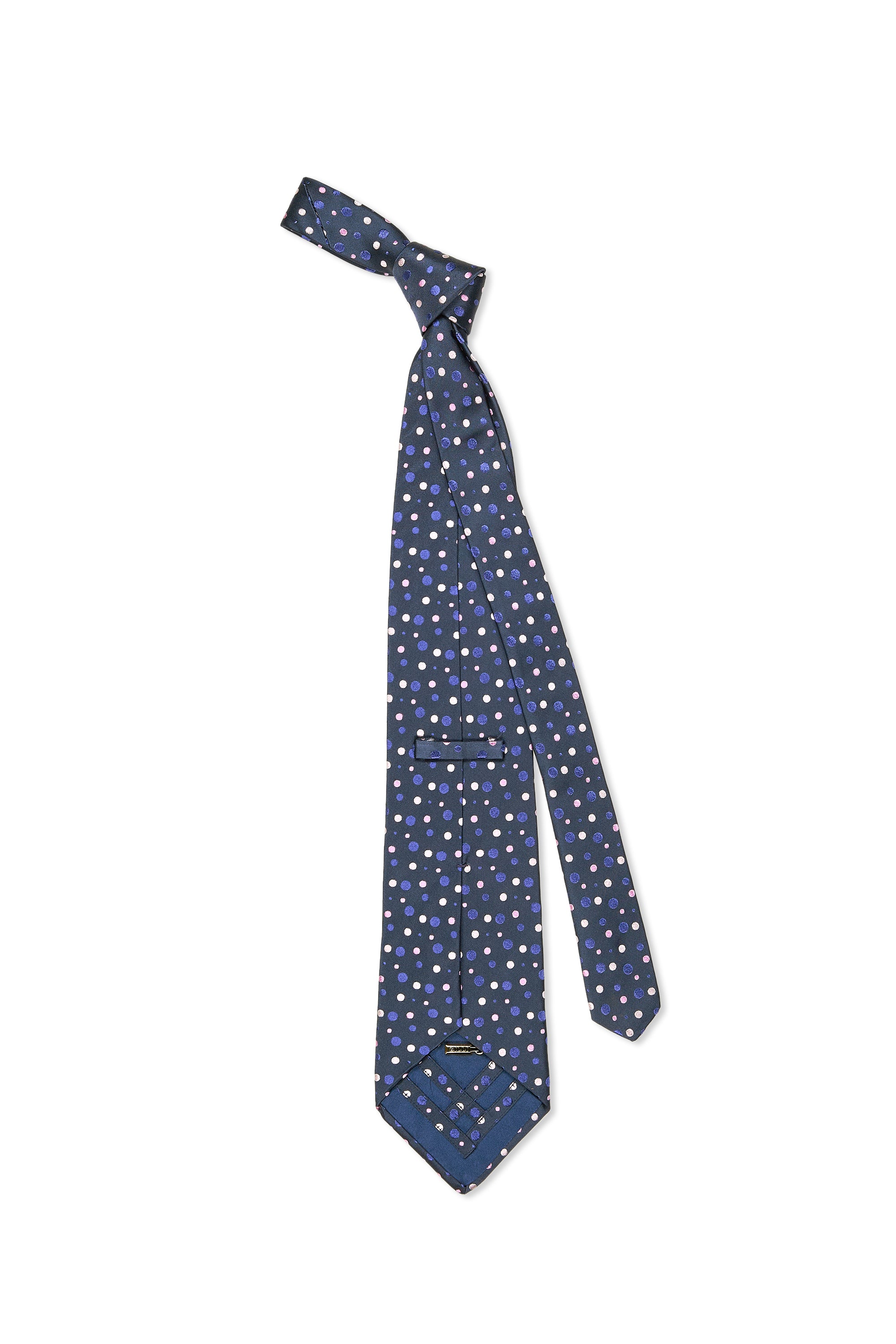 Zilli Navy with Pink/Blue Dot Pattern Silk Tie