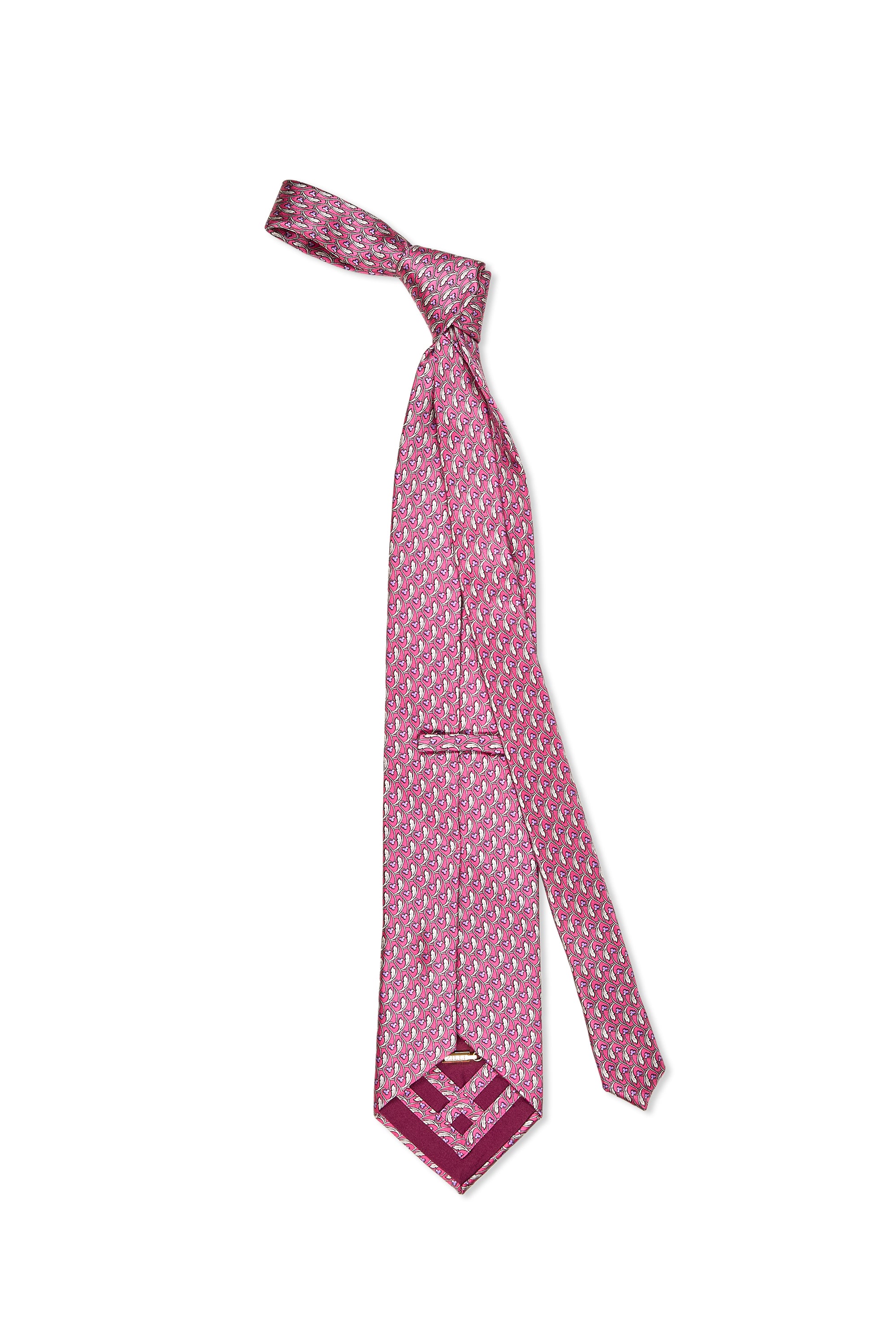 Zilli Pink with Purple/Silver Flower Pattern Silk Tie