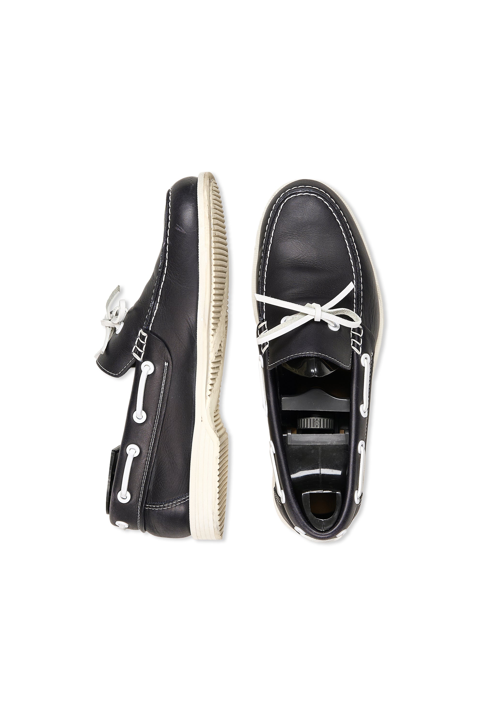 Hermès Dark Navy Leather Ecoutille Loafers