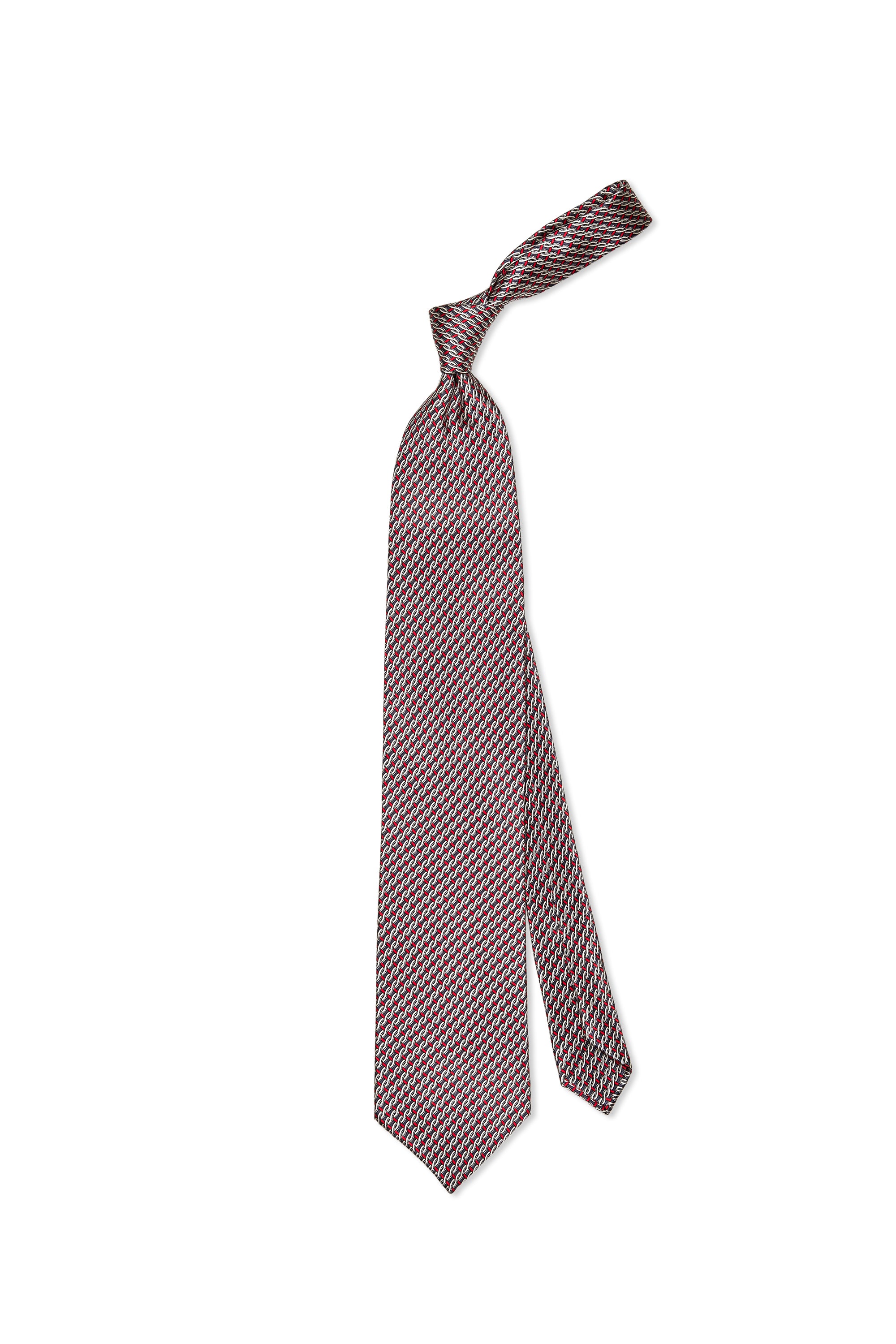 Zilli Red/Silver/Black Rope Pattern Silk Tie