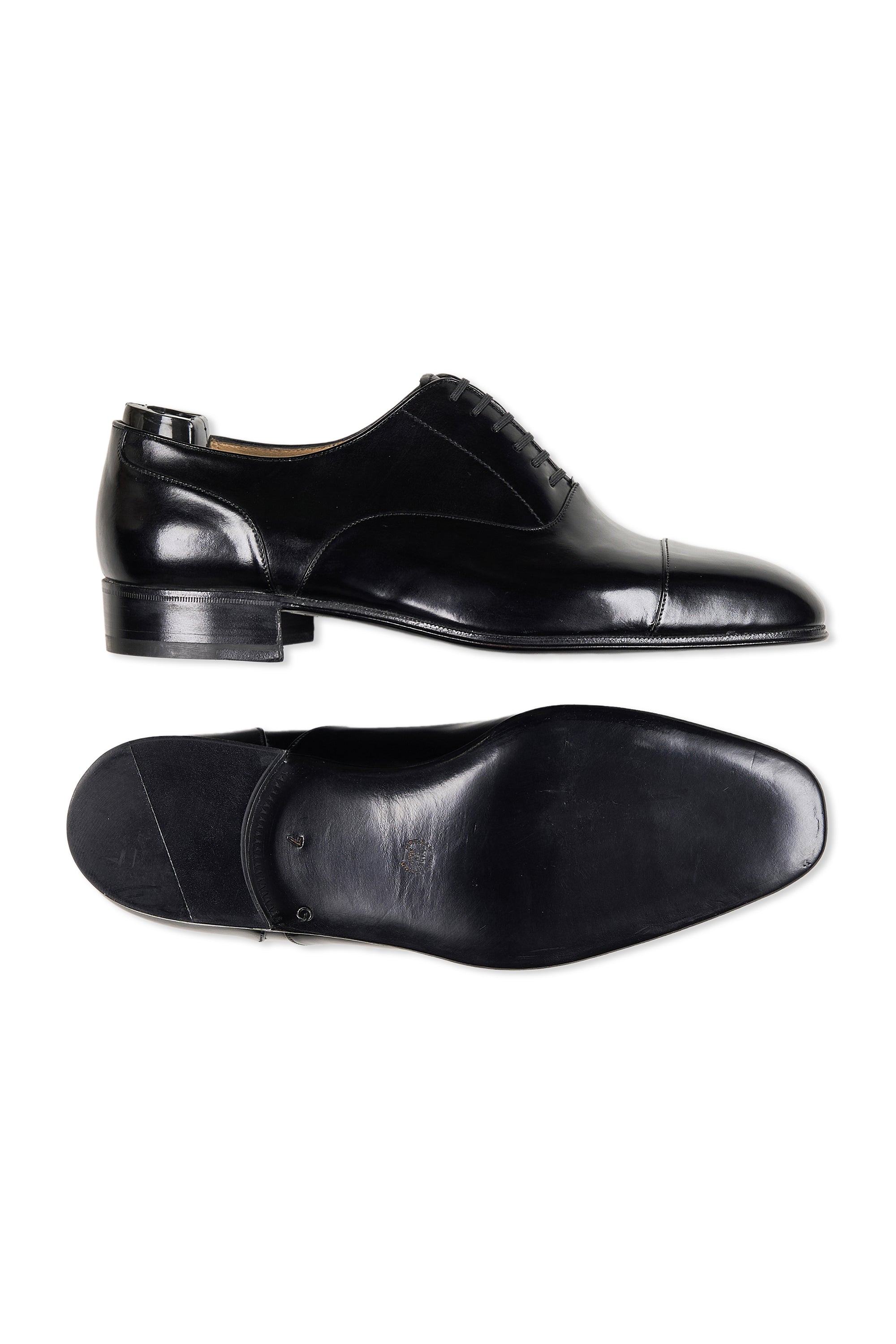 Zilli Black Leather Captoe Oxford Shoes