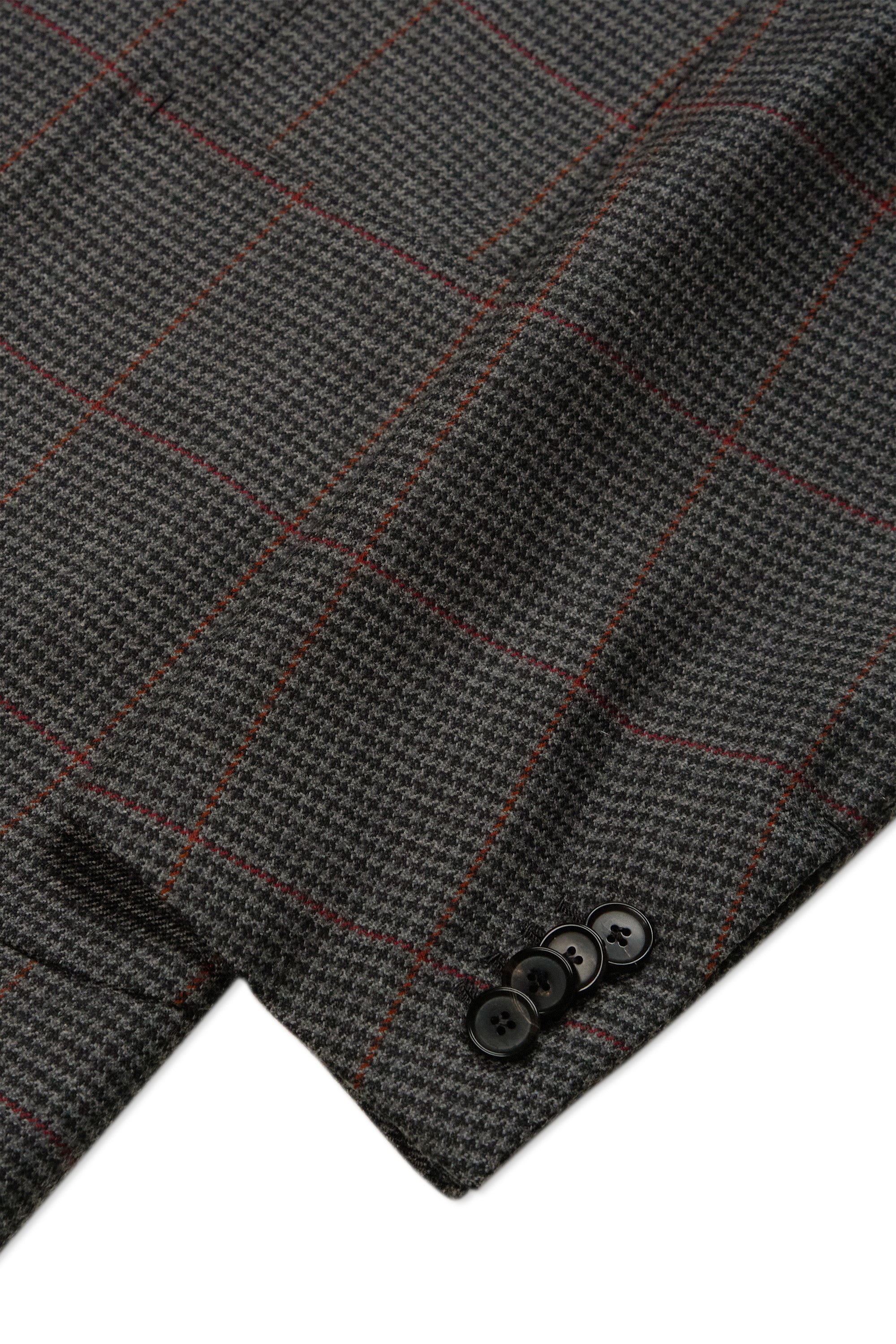 Casa Del Sarto Grey Mini Houndstooth with Red/Orange Windowpane Wool Sport Coat