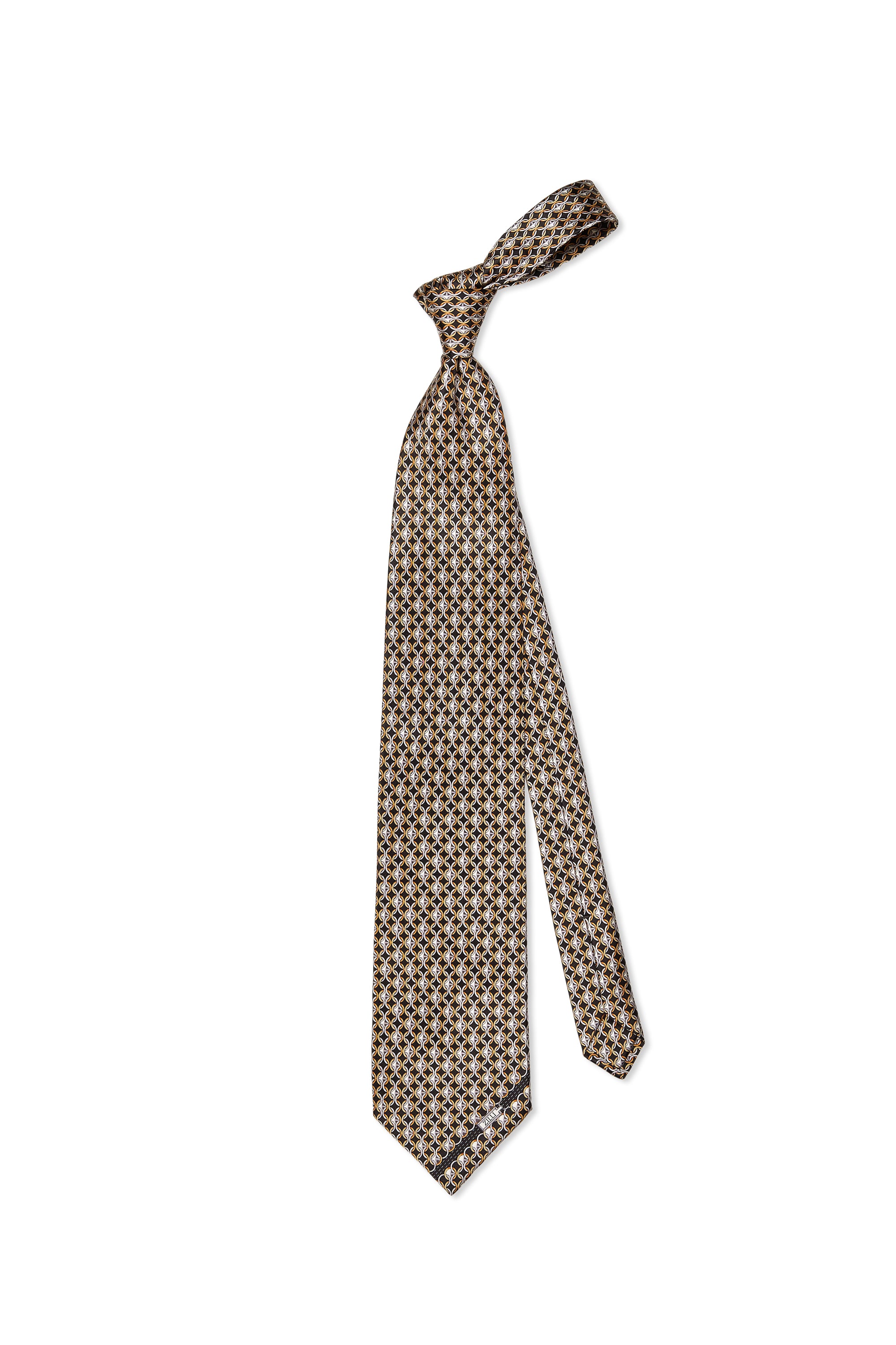 Zilli Black with Silver/Gold Chain Pattern Silk Tie