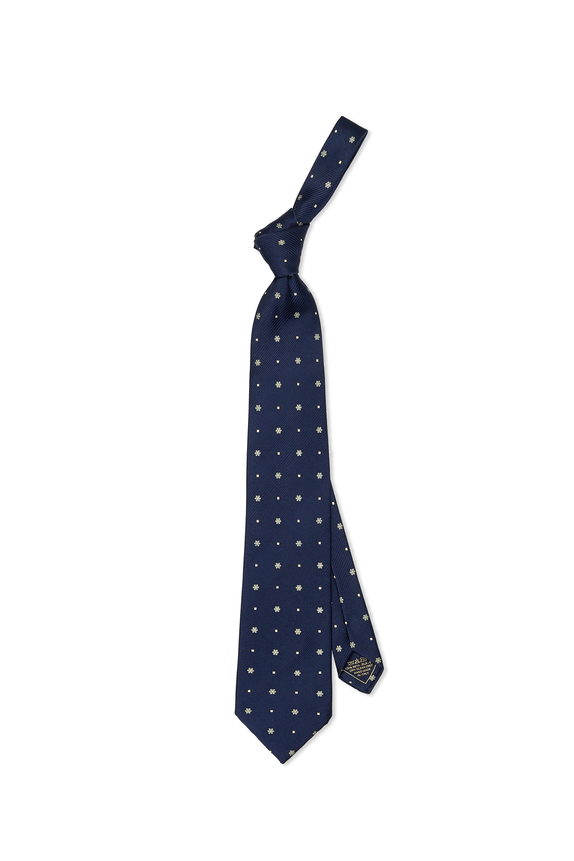 Brioni Navy with Blue Flower Pattern Silk Tie